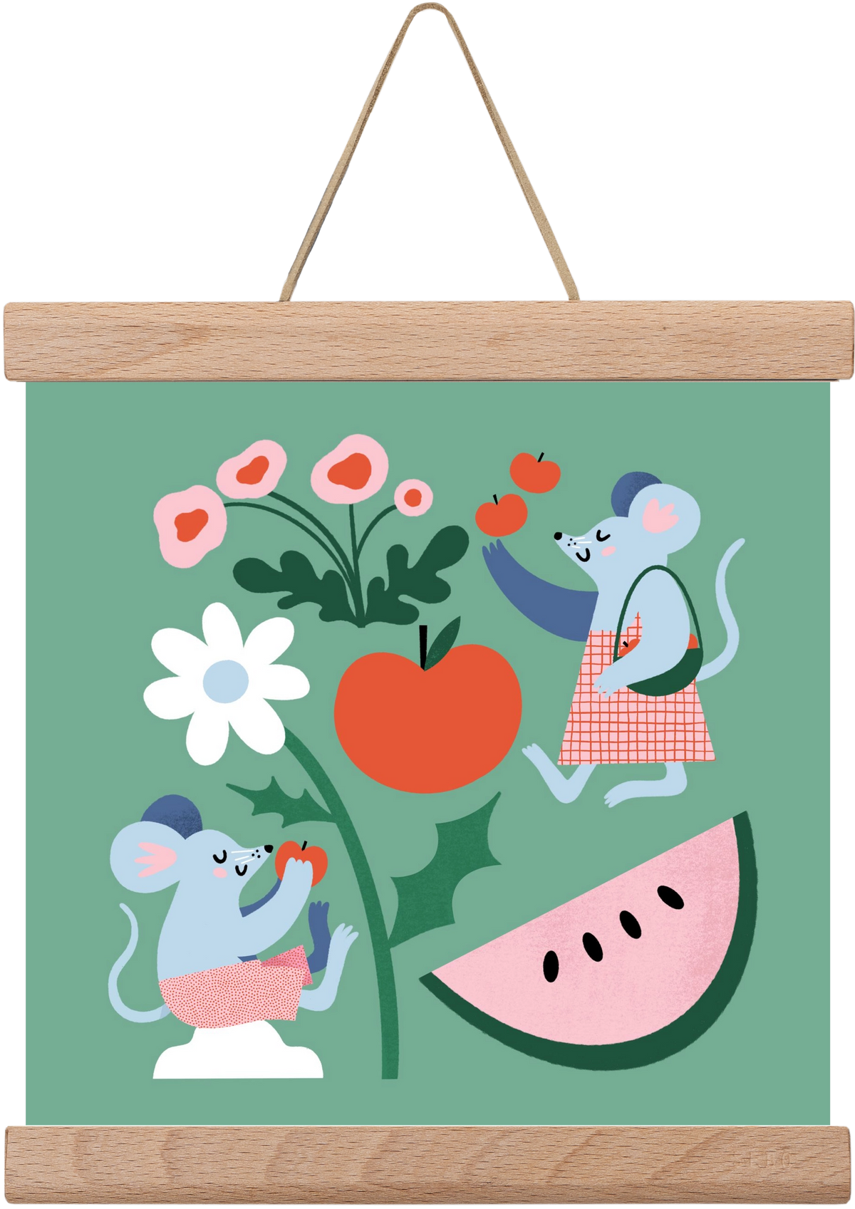 Happy Mice, 20x20 cm (20x20 cm), Tölgy akasztó