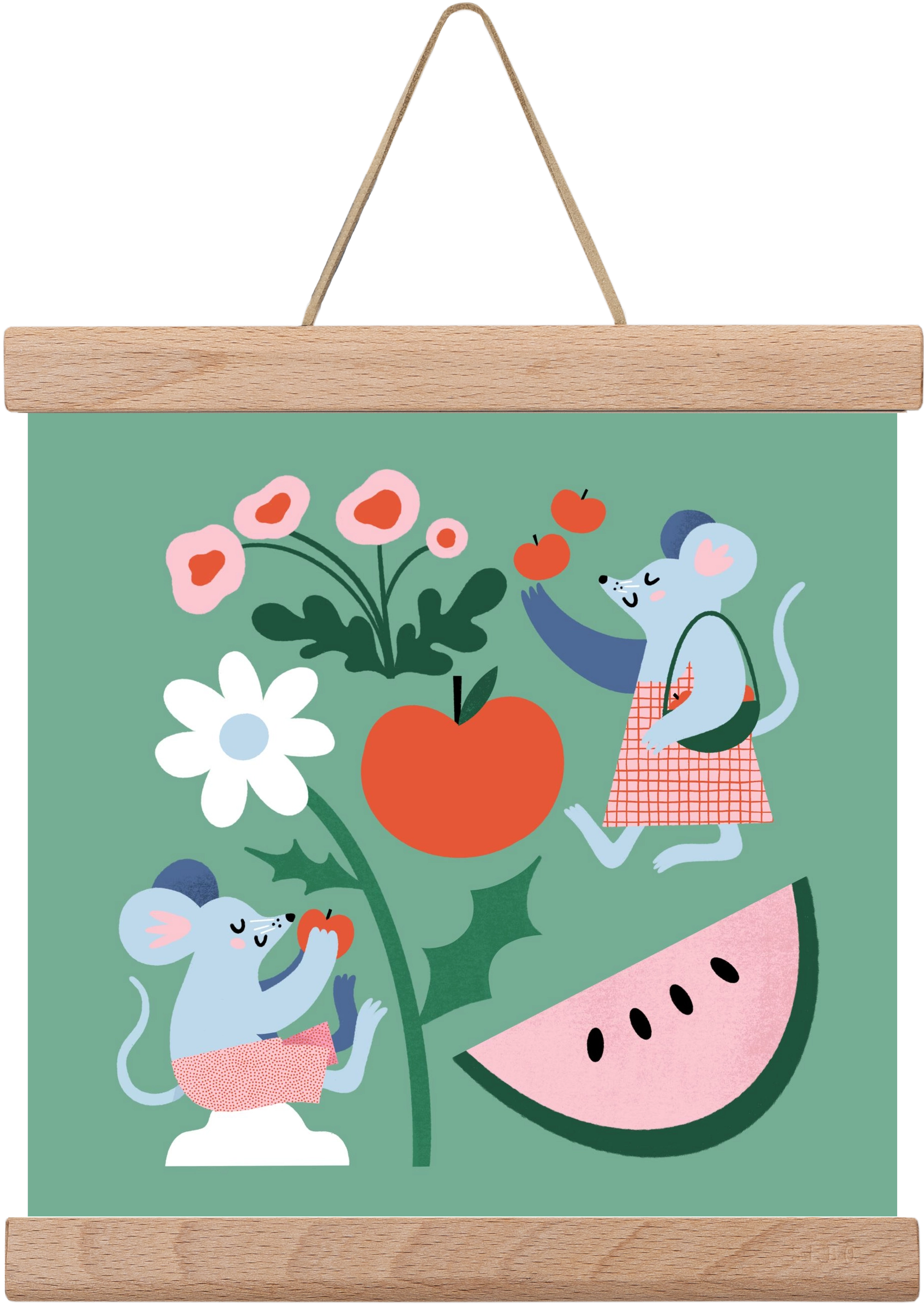 Happy Mice, 20x20 cm (20x20 cm), Tölgy akasztó