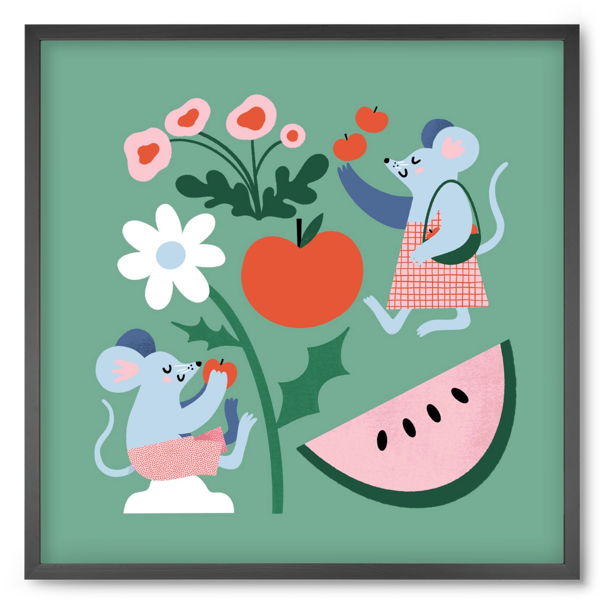 Happy Mice, 50x50 cm (50x50 cm), Fekete keret