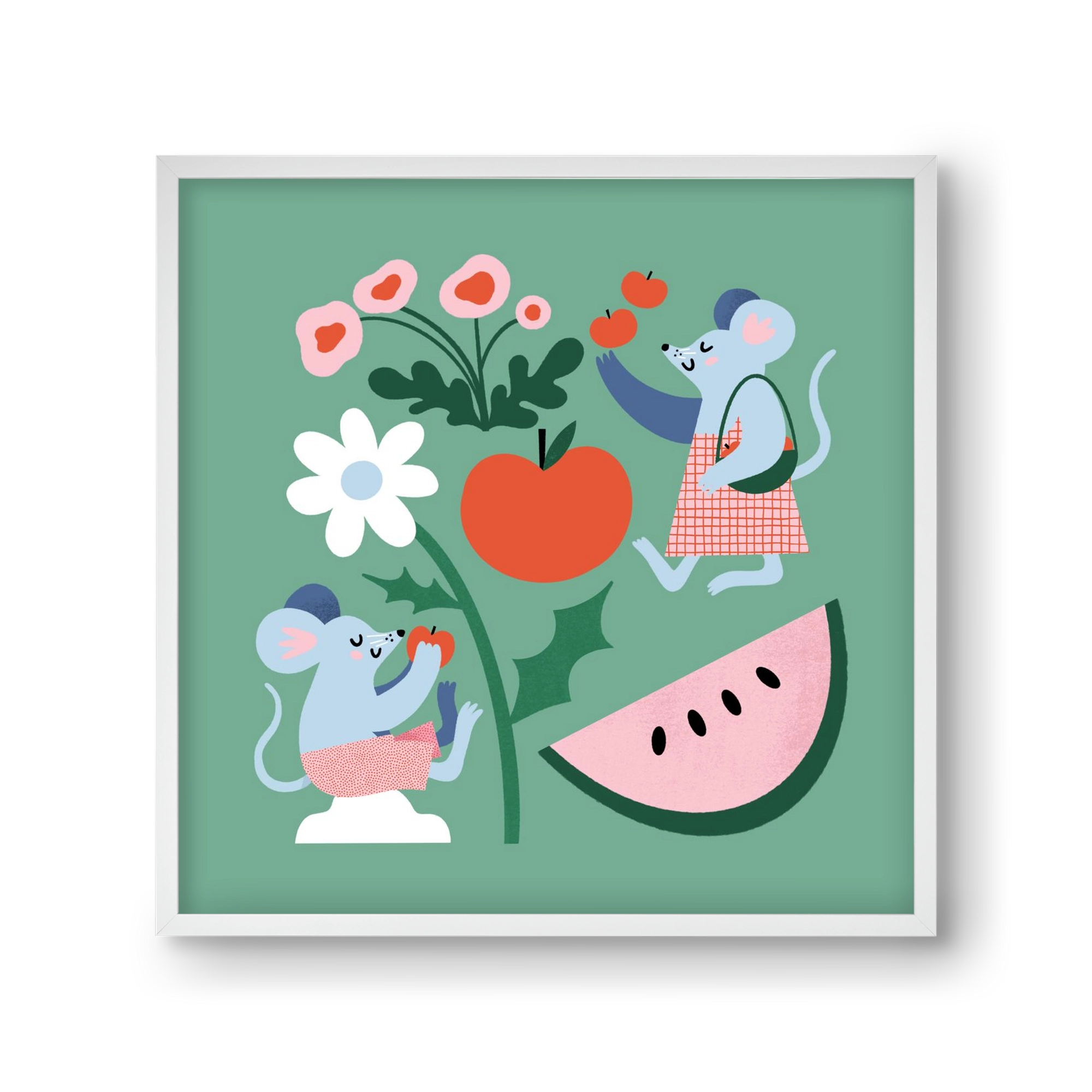 Happy Mice, 30x30 cm (30x30 cm), Fehér keret