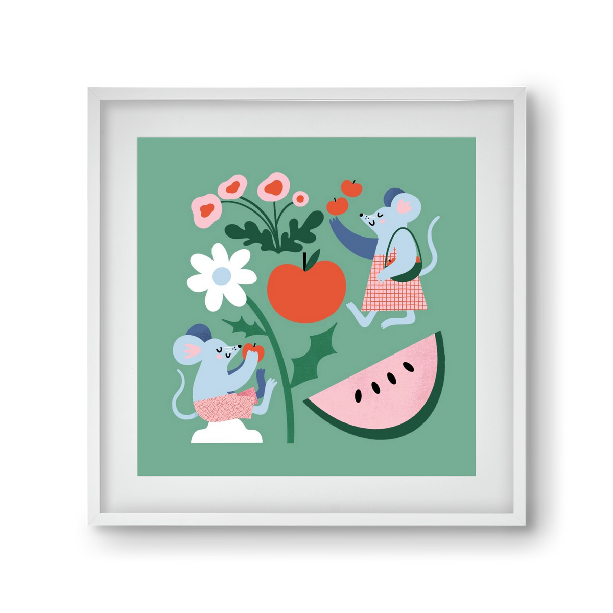 Happy Mice, 30x30 cm (20x20 cm), Fehér keret, paszpartuval