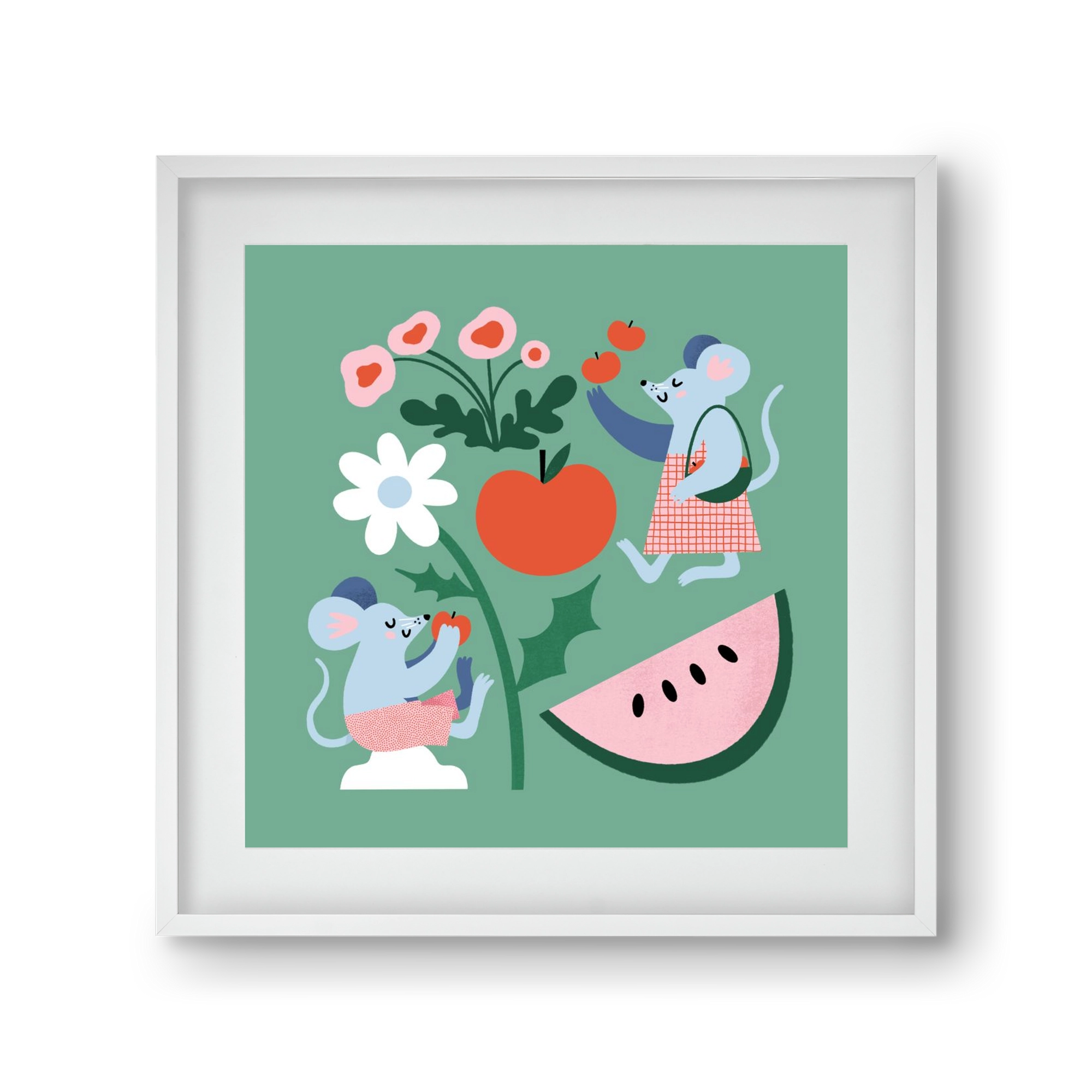 Happy Mice, 30x30 cm (20x20 cm), Fehér keret, paszpartuval