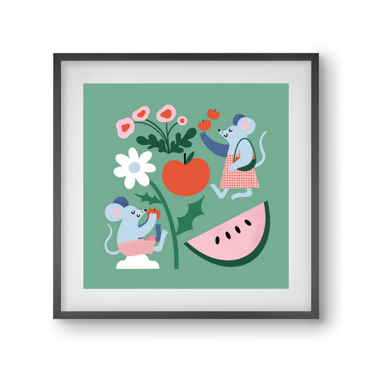 Happy Mice, 30x30 cm (20x20 cm), Fekete keret, paszpartuval