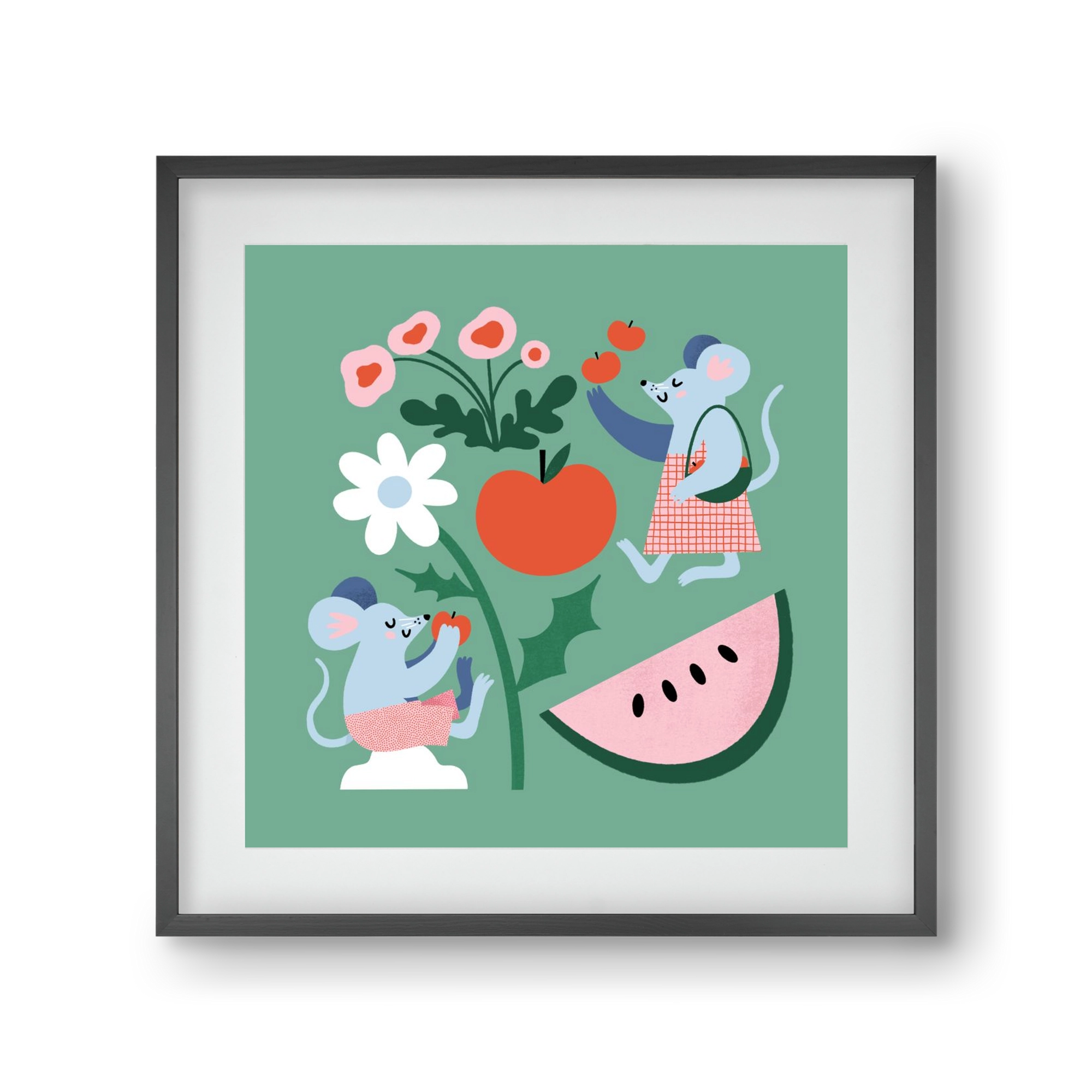 Happy Mice, 30x30 cm (20x20 cm), Fekete keret, paszpartuval