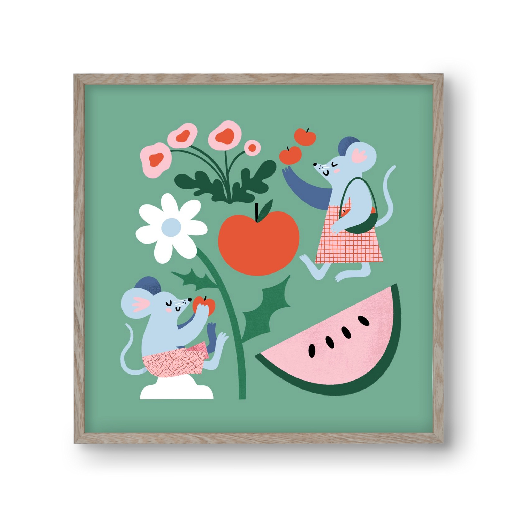 Happy Mice, 30x30 cm (30x30 cm), Tölgy keret