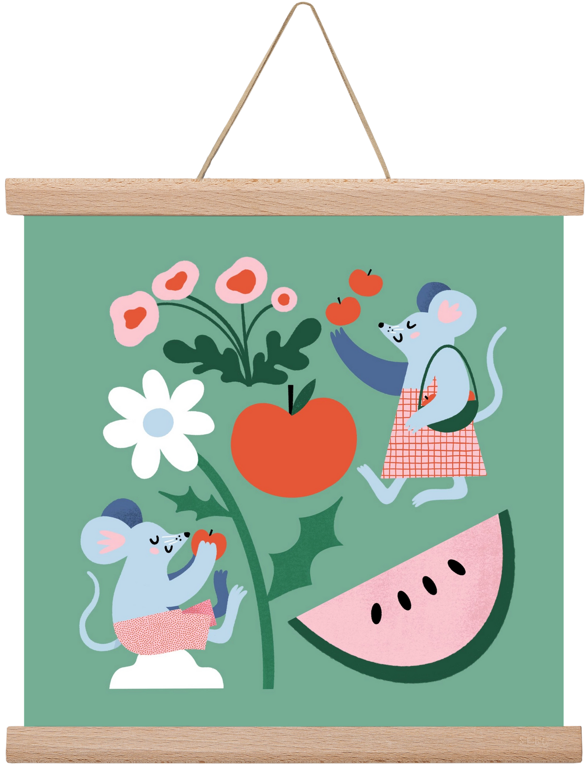 Happy Mice, 30x30 cm (30x30 cm), Tölgy akasztó