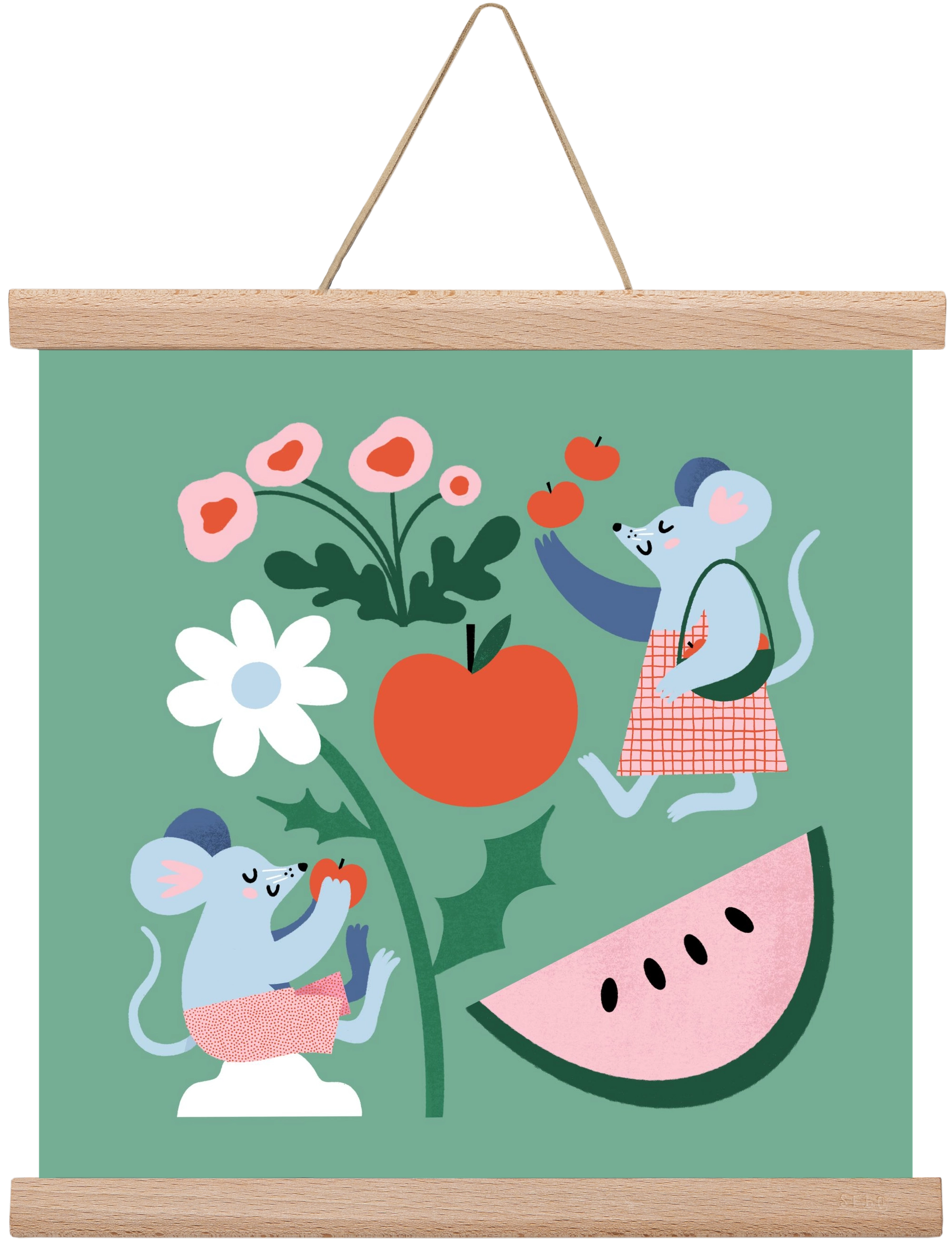 Happy Mice, 30x30 cm (30x30 cm), Tölgy akasztó