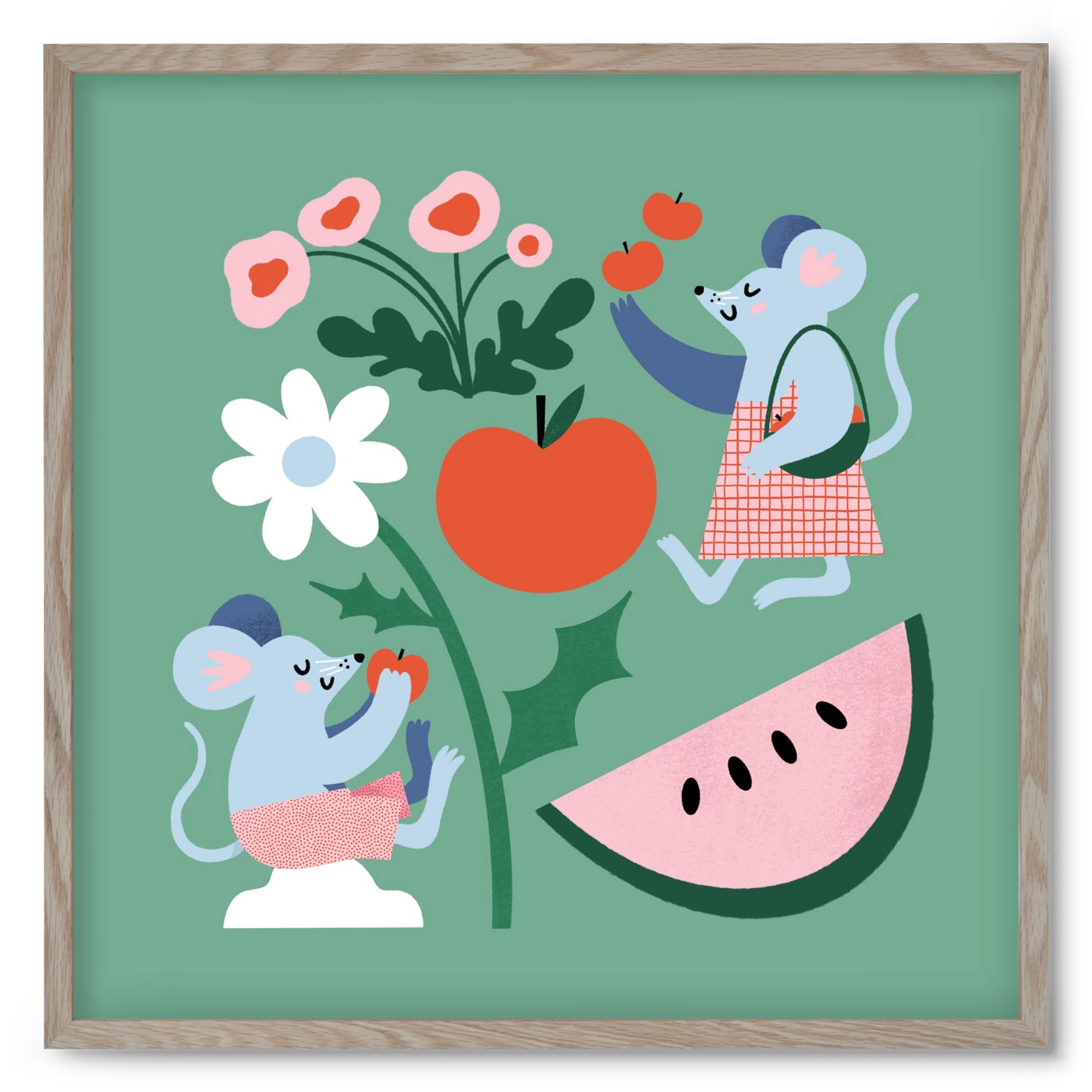 Happy Mice, 50x50 cm (50x50 cm), Tölgy keret