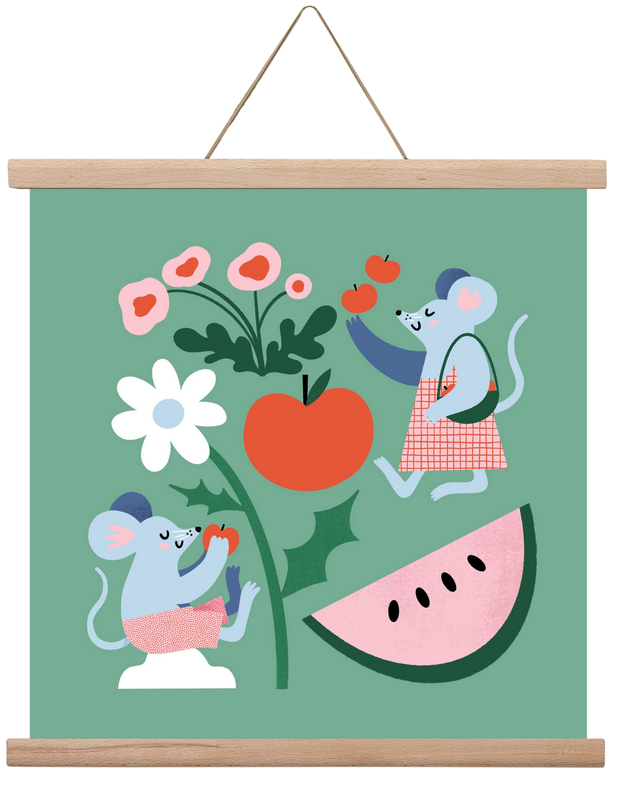 Happy Mice, 40x40 cm (40x40 cm), Tölgy akasztó