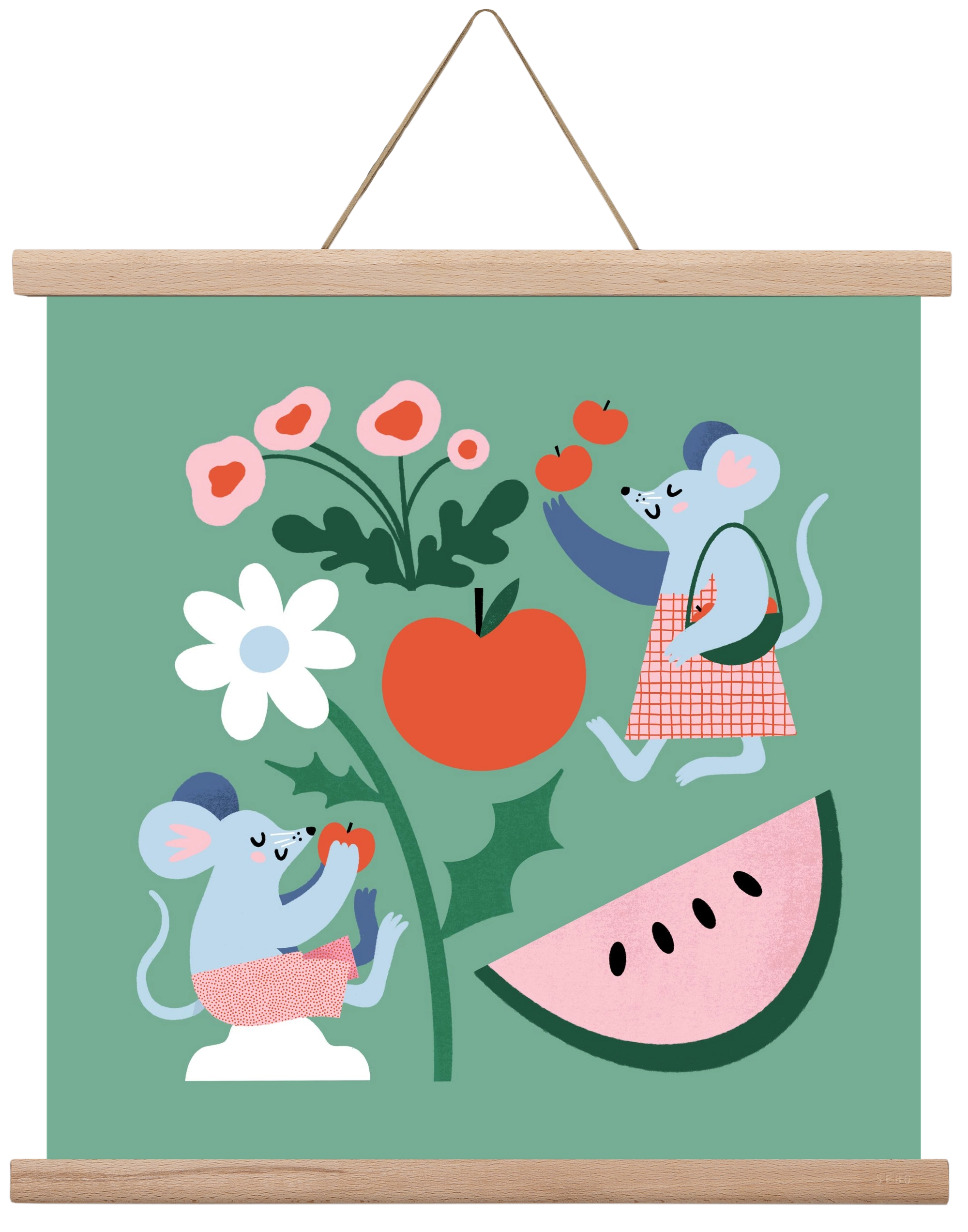 Happy Mice, 40x40 cm (40x40 cm), Tölgy akasztó