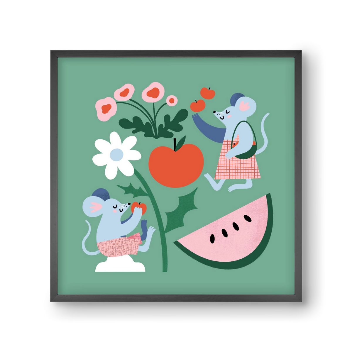 Happy Mice, 30x30 cm (30x30 cm), Fekete keret