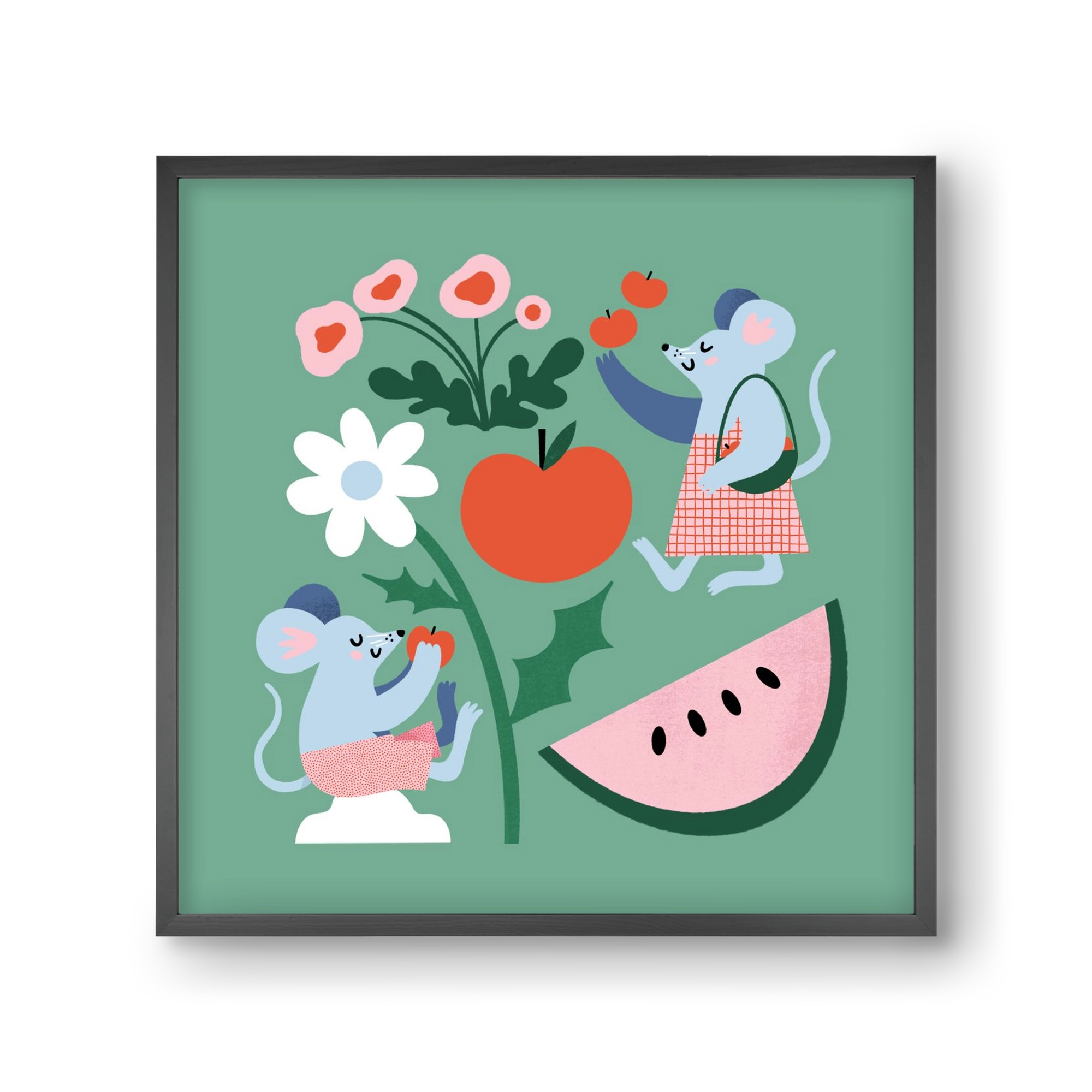 Happy Mice, 30x30 cm (30x30 cm), Fekete keret