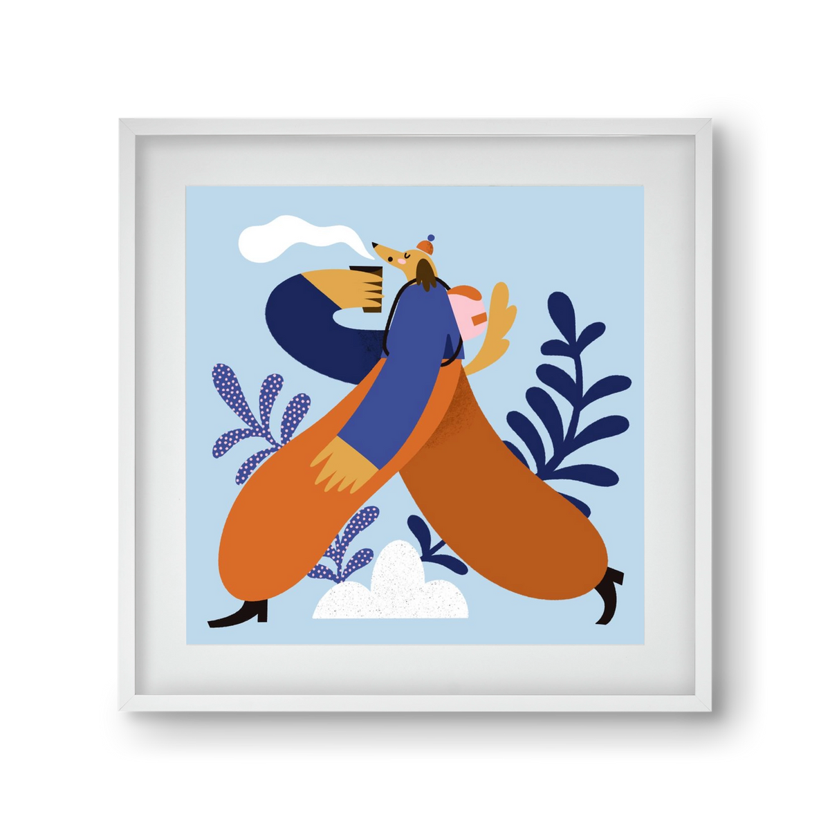 Doggo on Hike, 30x30 cm (20x20 cm), Fehér keret, paszpartuval