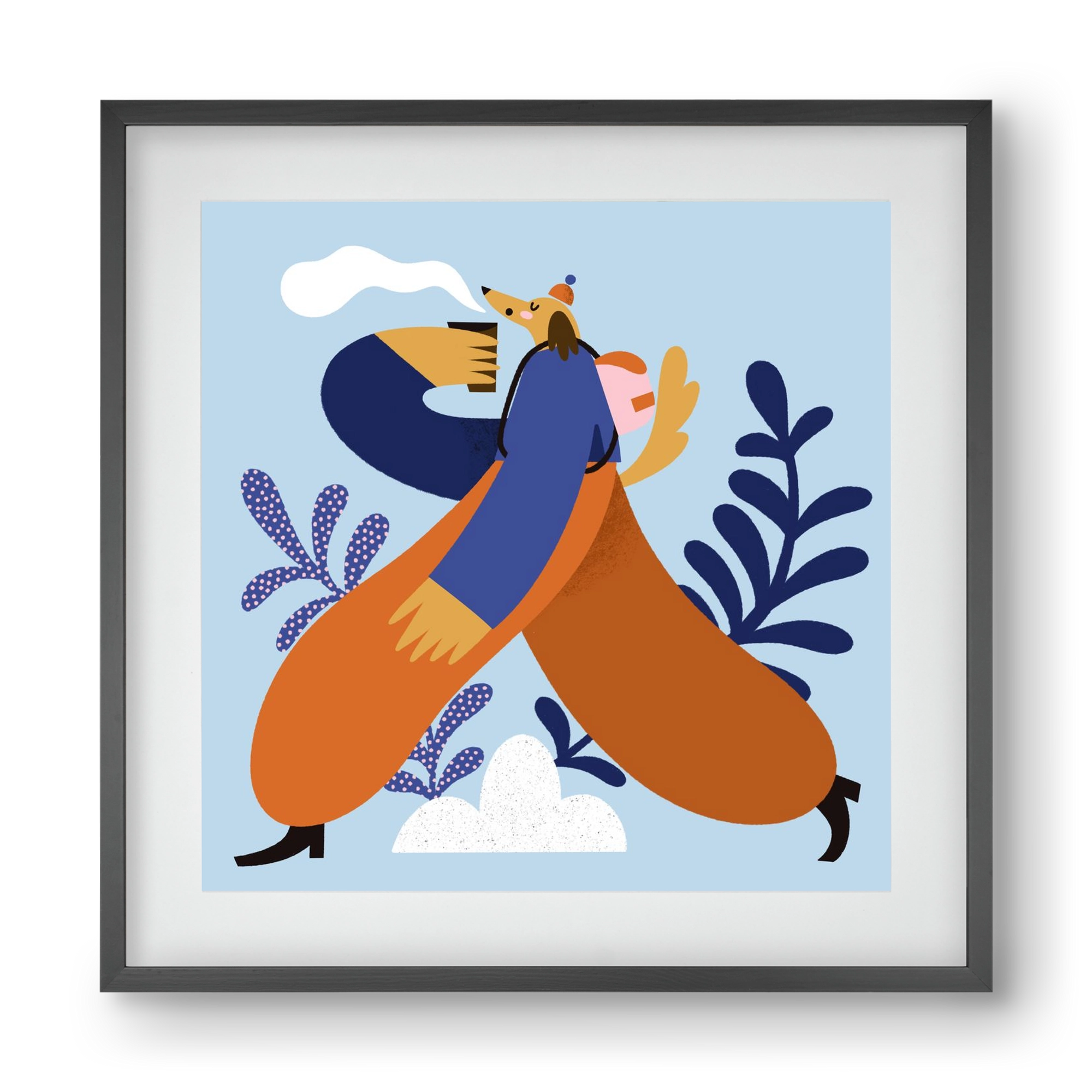 Doggo on Hike, 40x40 cm (30x30 cm), Fekete keret, paszpartuval