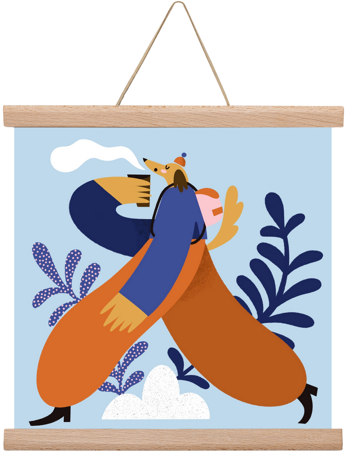 Doggo on Hike, 30x30 cm (30x30 cm), Tölgy akasztó