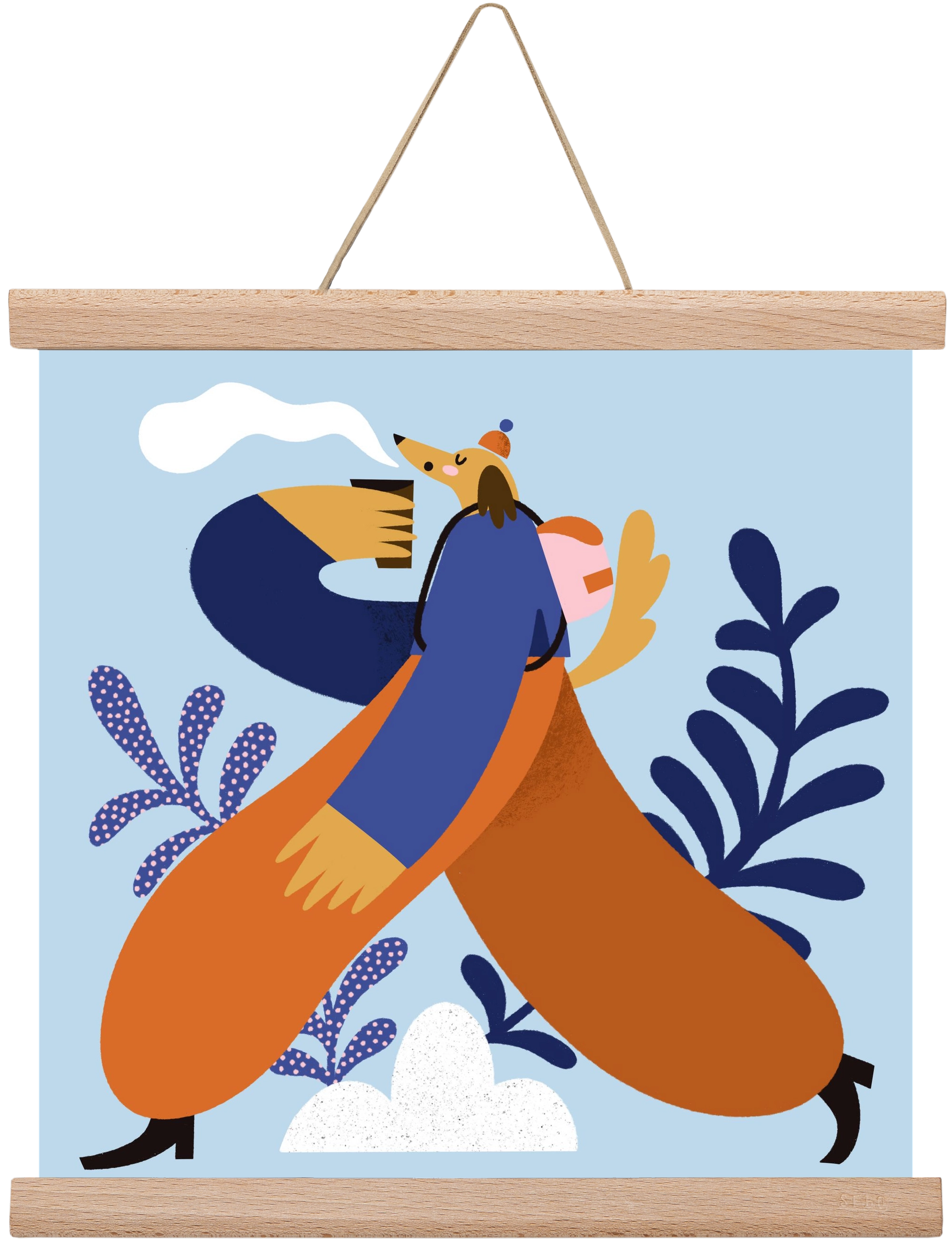 Doggo on Hike, 30x30 cm (30x30 cm), Tölgy akasztó