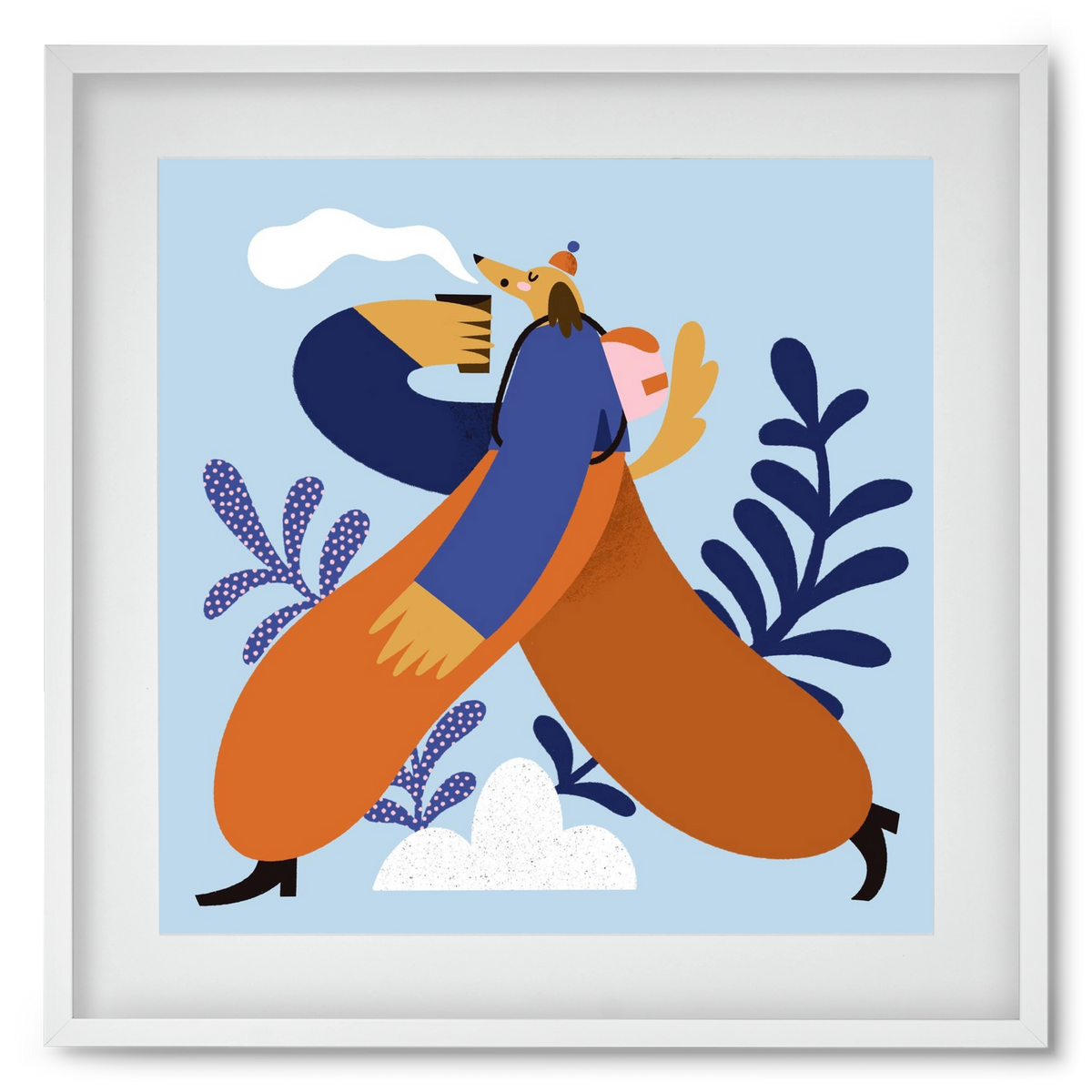 Doggo on Hike, 50x50 cm (40x40 cm), Fehér keret, paszpartuval