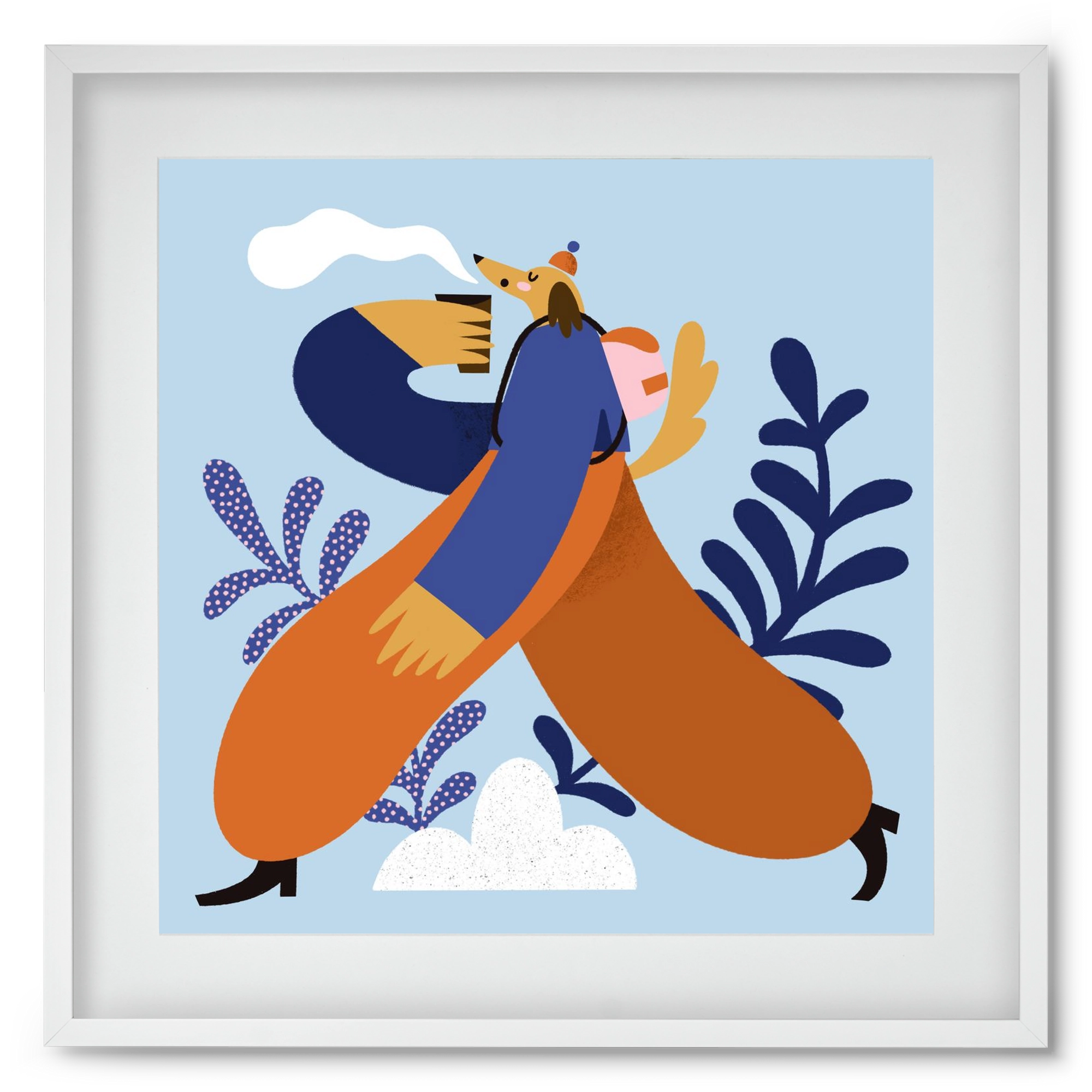 Doggo on Hike, 50x50 cm (40x40 cm), Fehér keret, paszpartuval