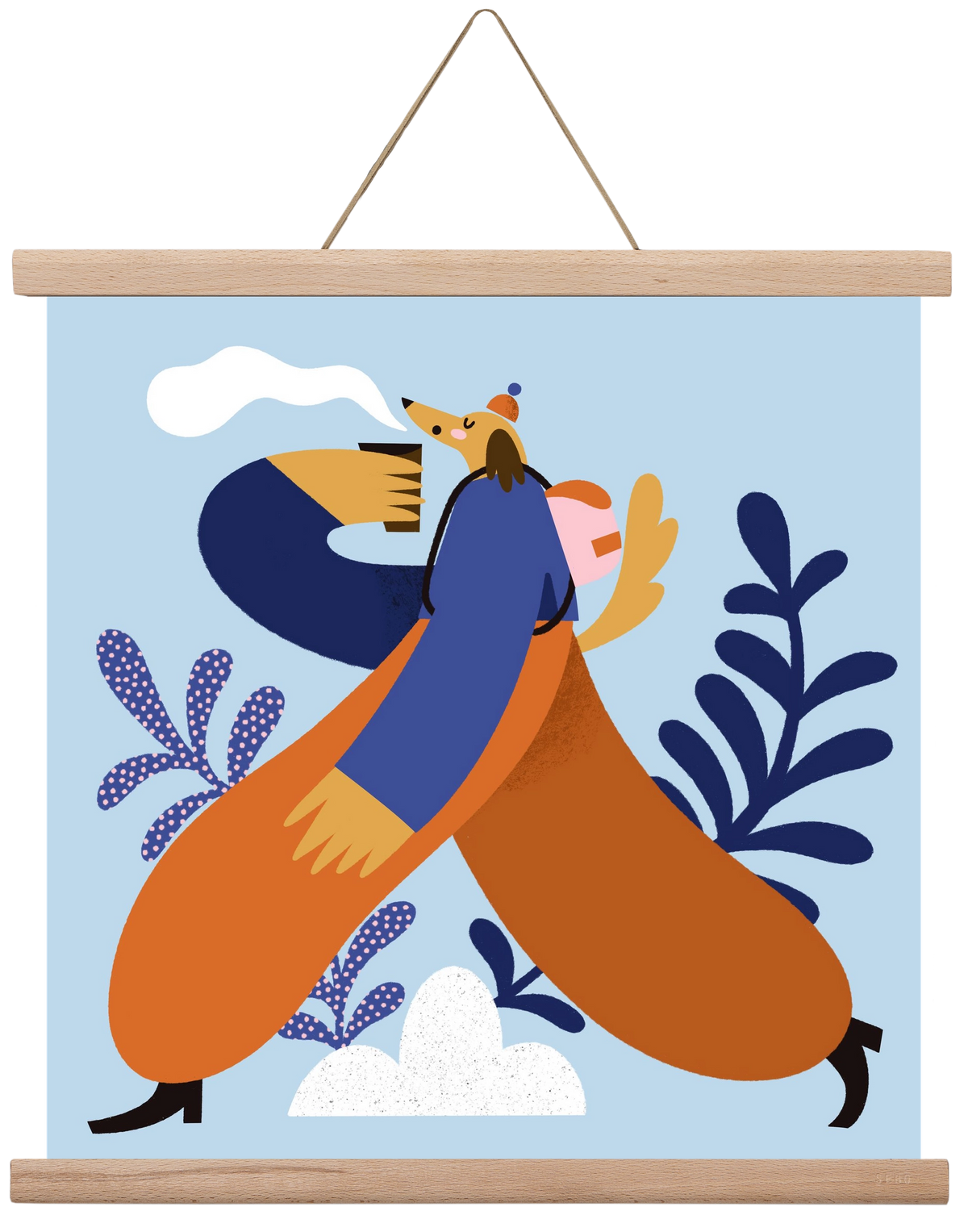 Doggo on Hike, 40x40 cm (40x40 cm), Tölgy akasztó