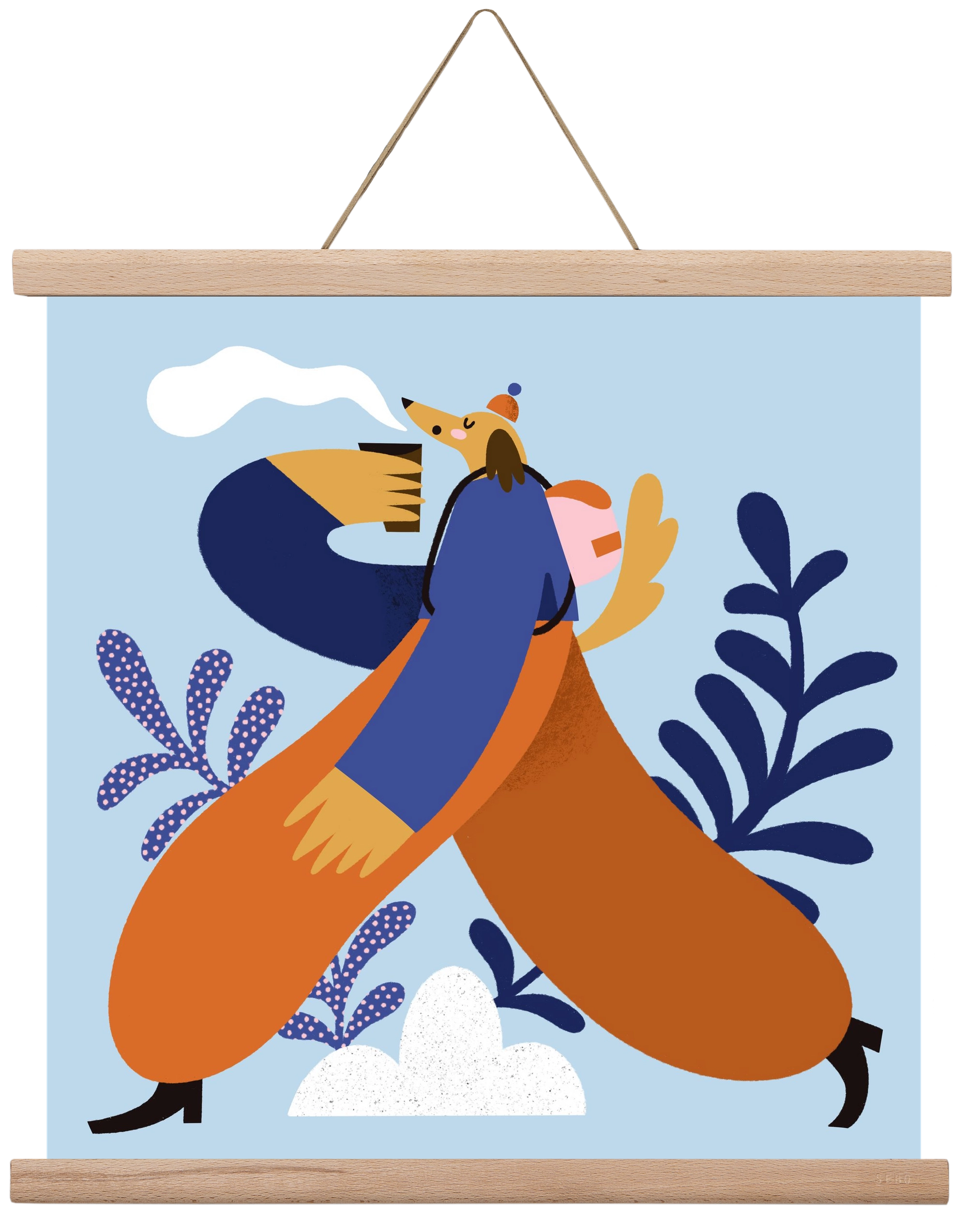 Doggo on Hike, 40x40 cm (40x40 cm), Tölgy akasztó