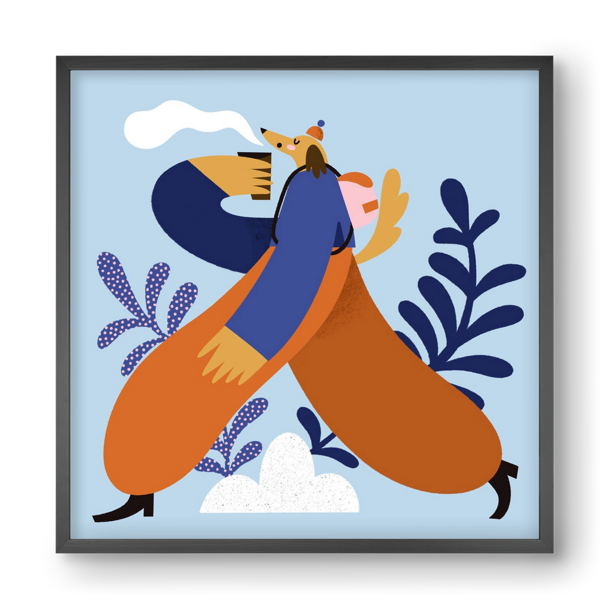 Doggo on Hike, 40x40 cm (40x40 cm), Fekete keret