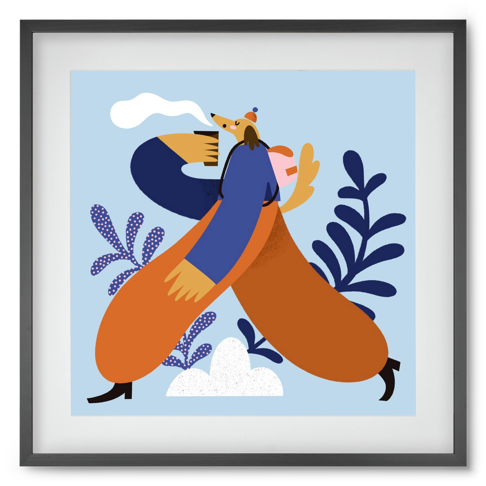 Doggo on Hike, 50x50 cm (40x40 cm), Fekete keret, paszpartuval