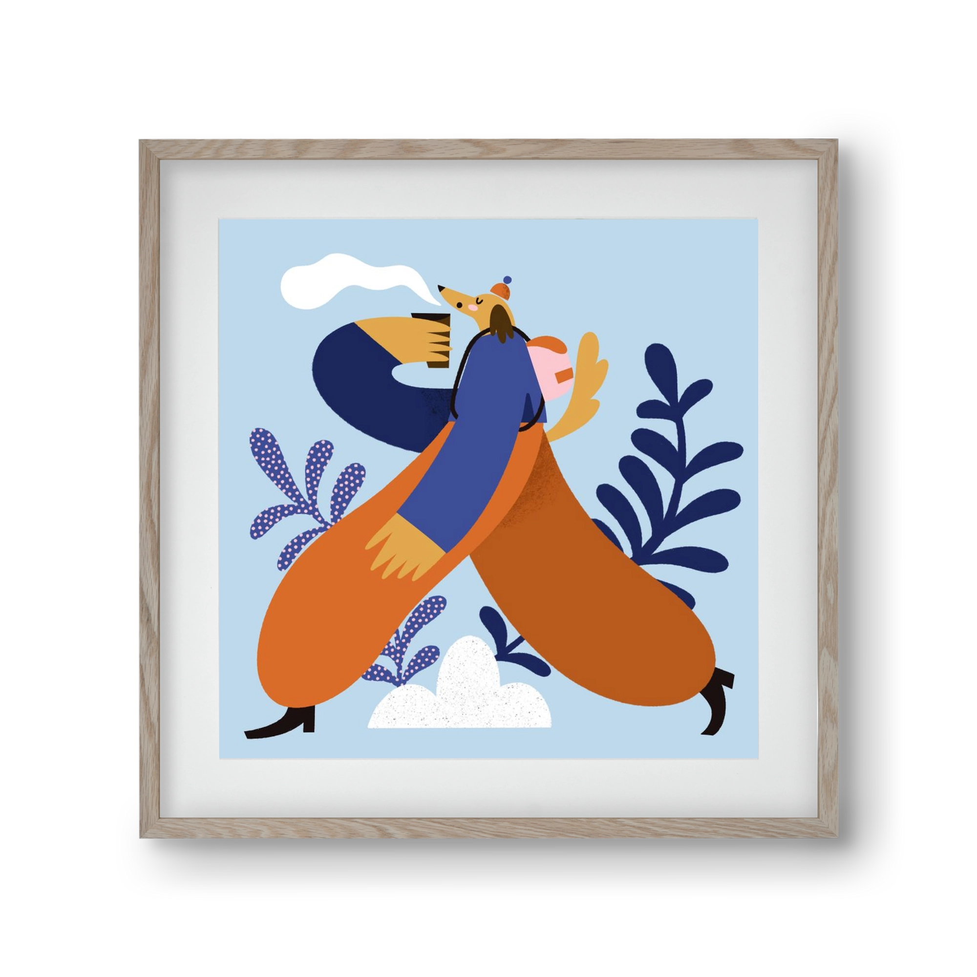 Doggo on Hike, 30x30 cm (20x20 cm), Tölgy keret, paszpartuval