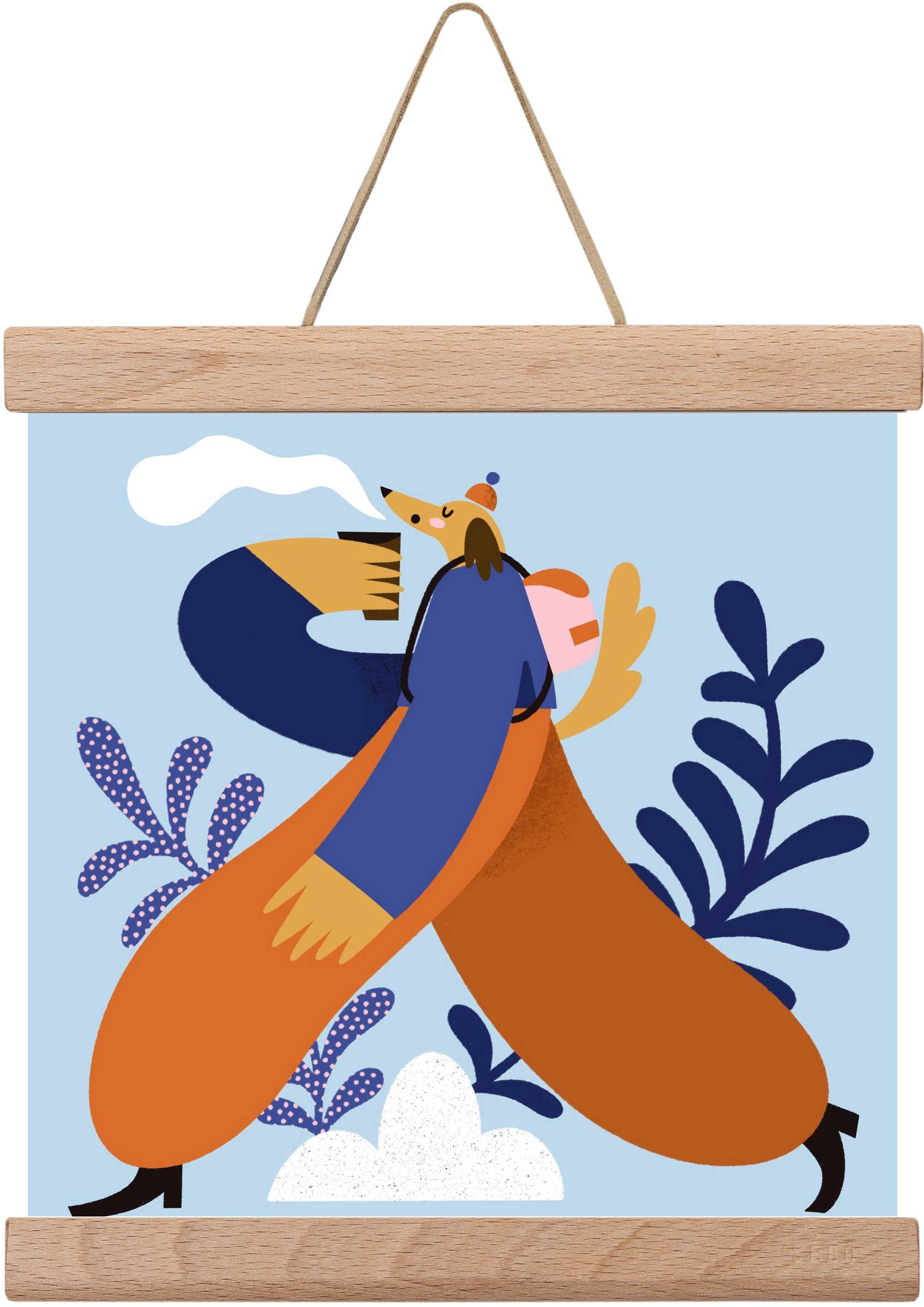 Doggo on Hike, 20x20 cm (20x20 cm), Tölgy akasztó