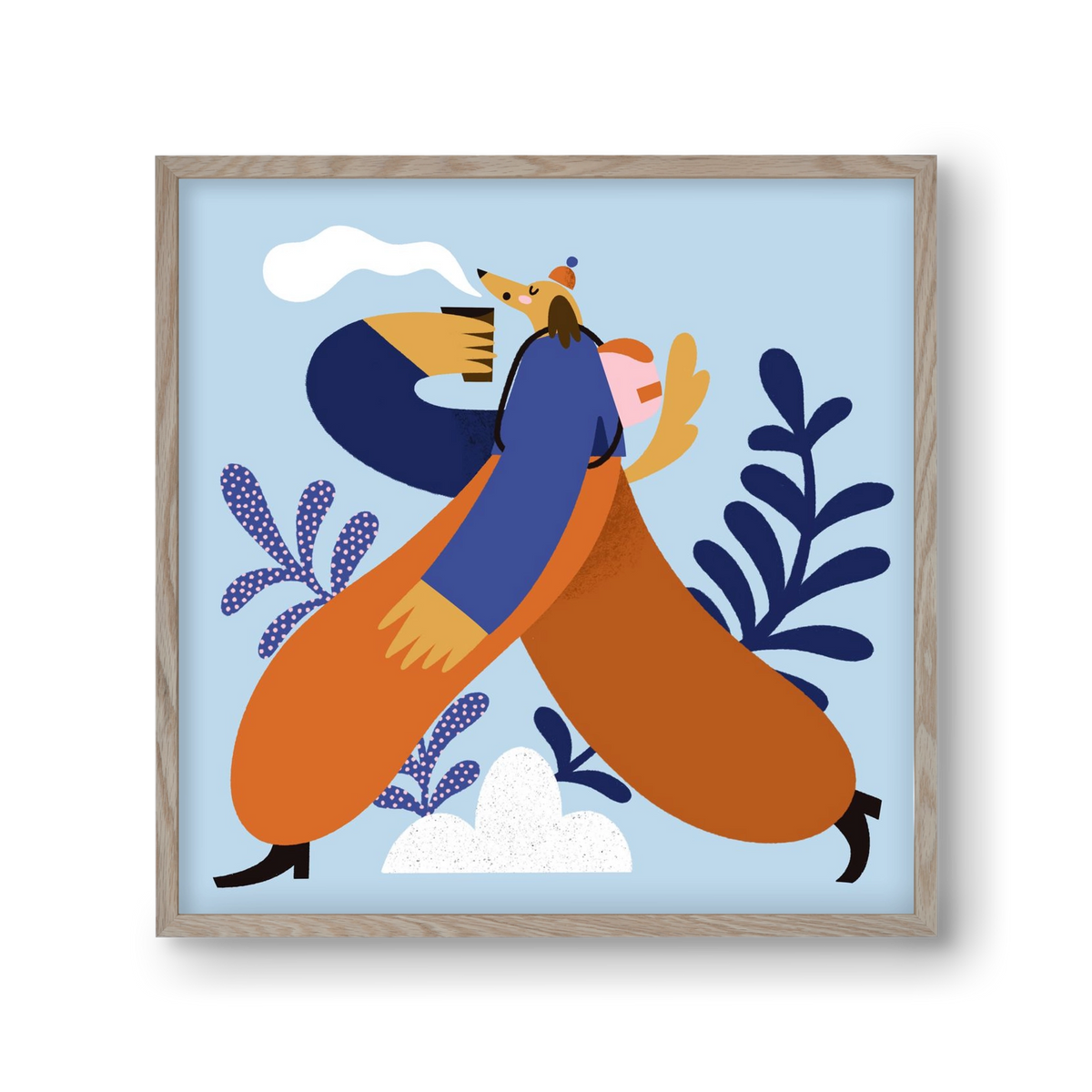 Doggo on Hike, 30x30 cm (30x30 cm), Tölgy keret