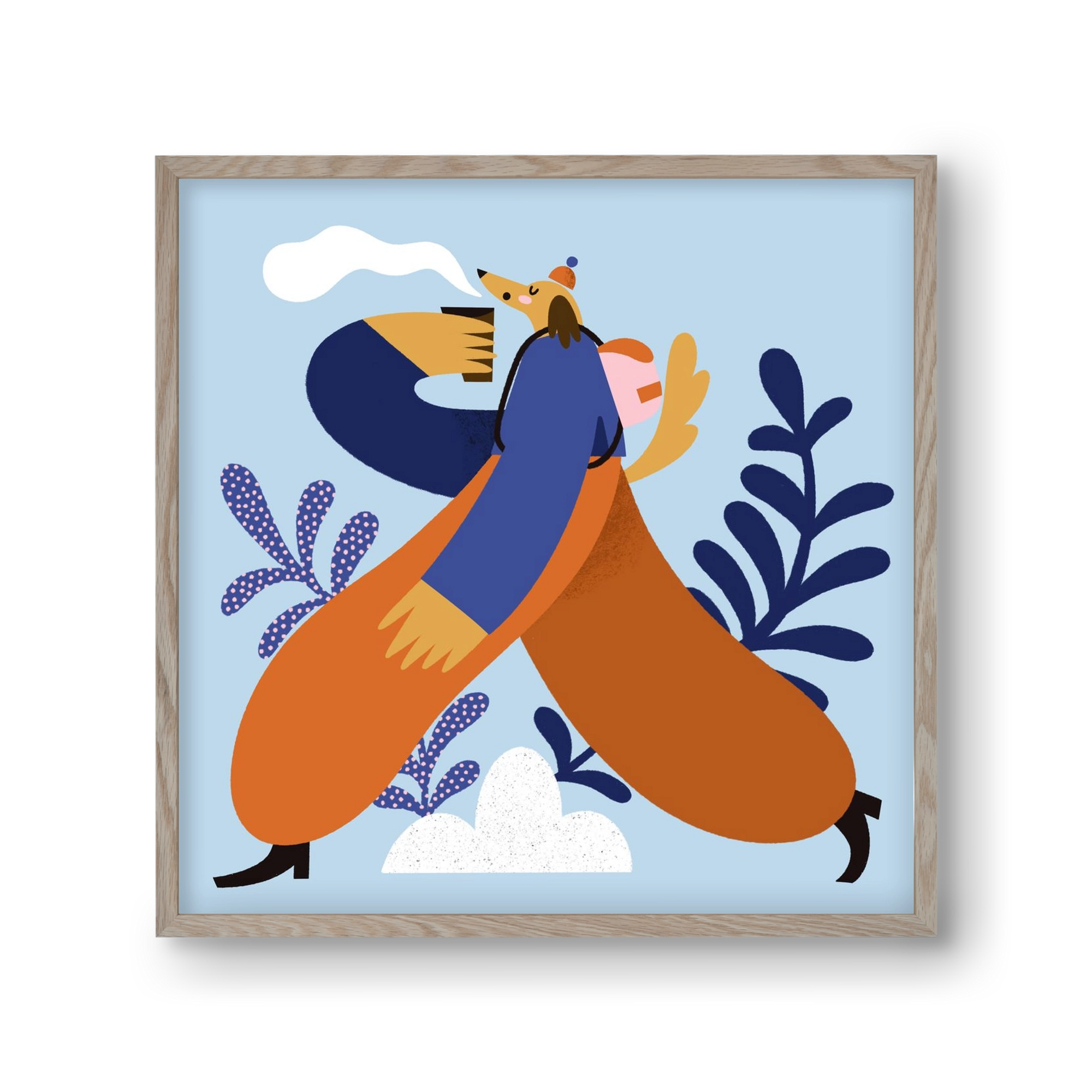 Doggo on Hike, 30x30 cm (30x30 cm), Tölgy keret