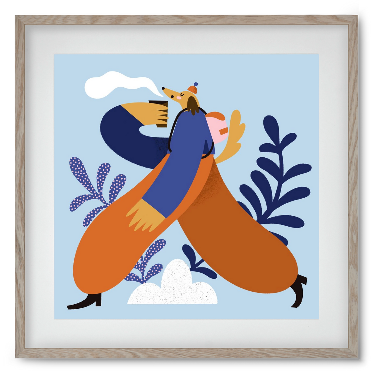 Doggo on Hike, 50x50 cm (40x40 cm), Tölgy keret, paszpartuval