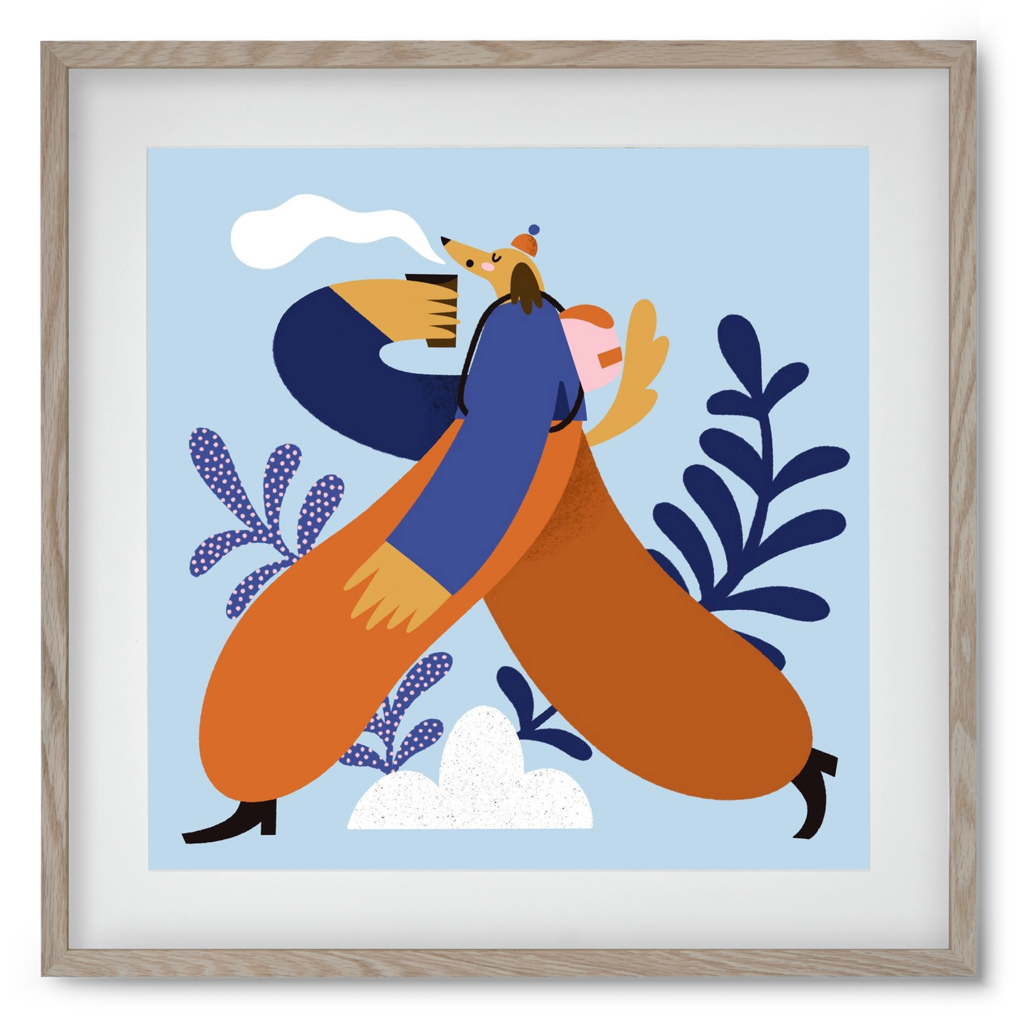 Doggo on Hike, 50x50 cm (40x40 cm), Tölgy keret, paszpartuval