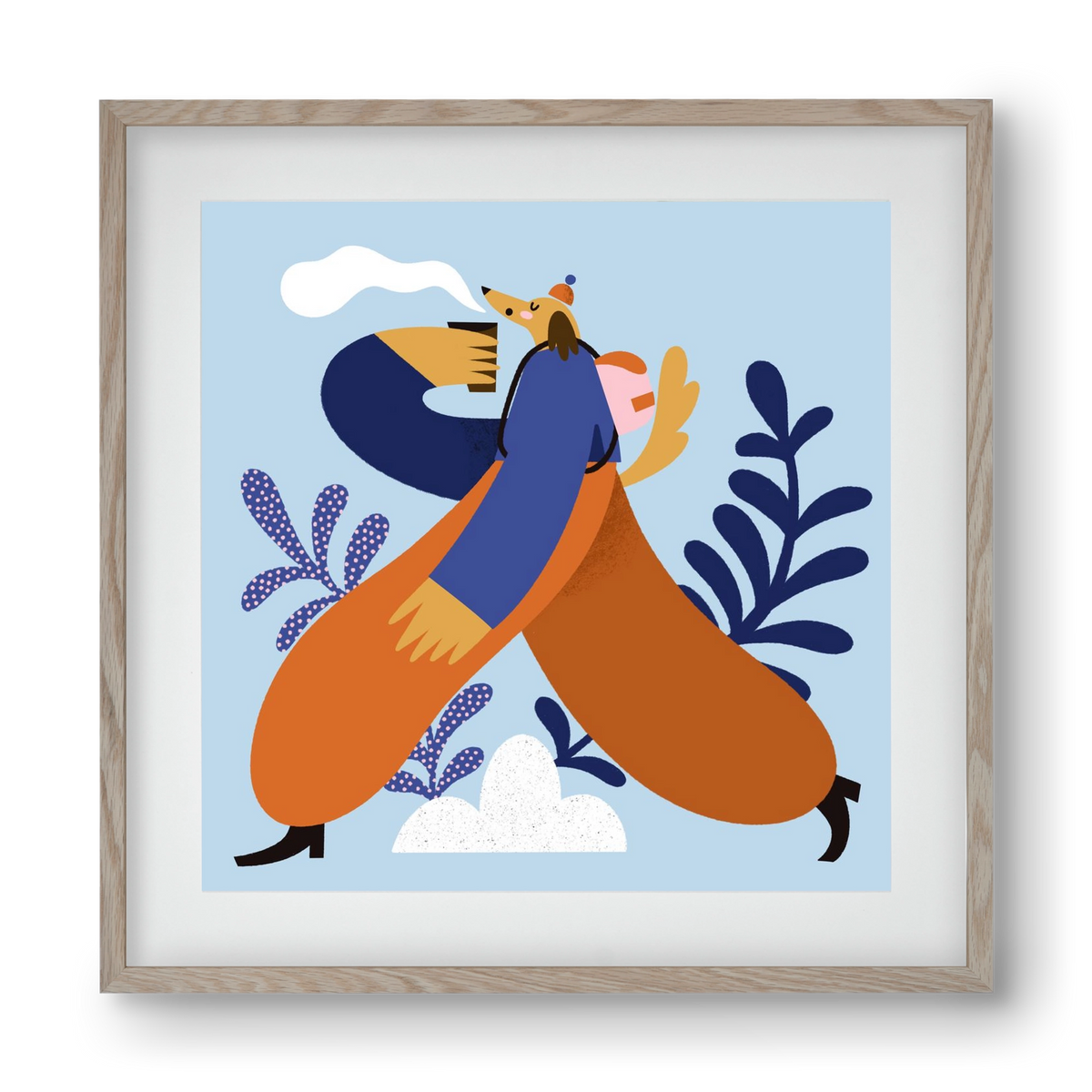 Doggo on Hike, 40x40 cm (30x30 cm), Tölgy keret, paszpartuval