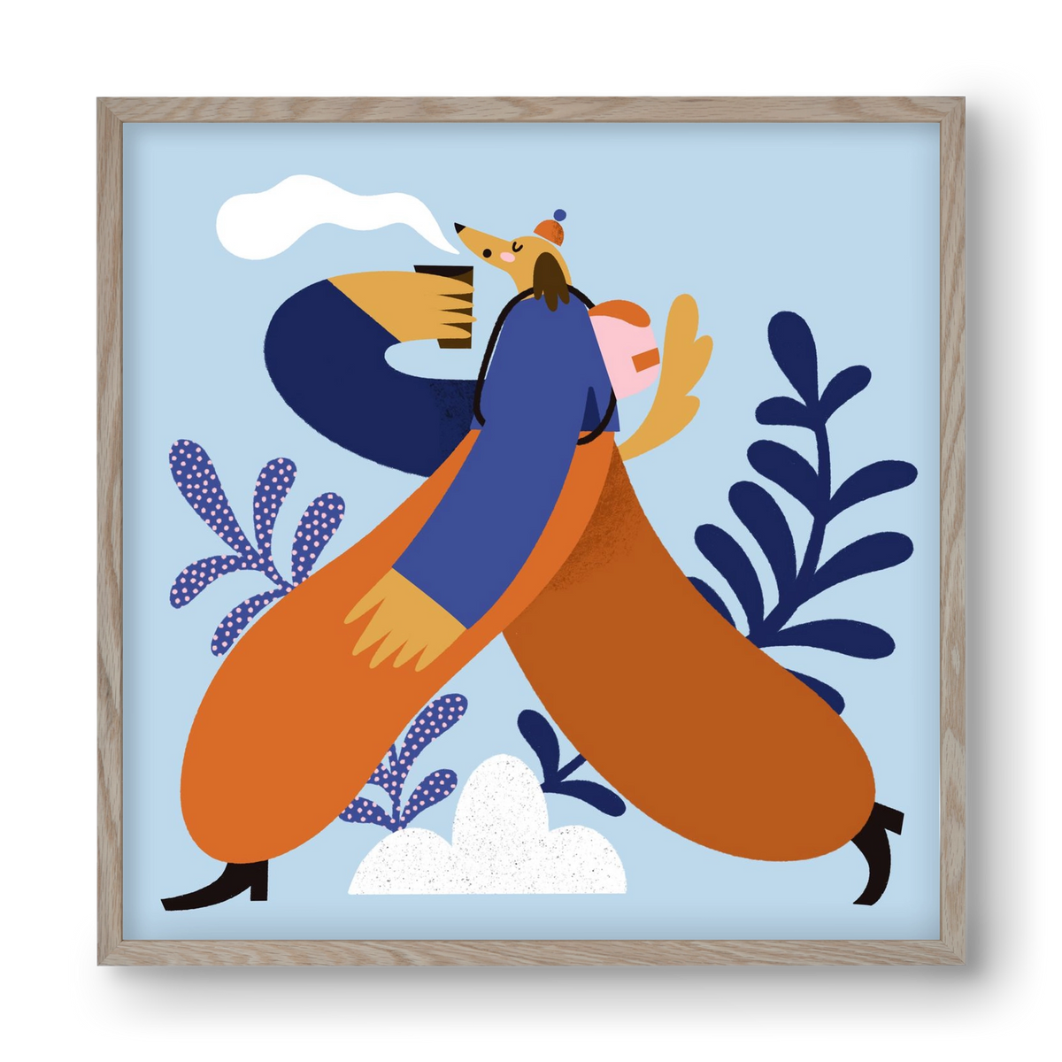 Doggo on Hike, 40x40 cm (40x40 cm), Tölgy keret