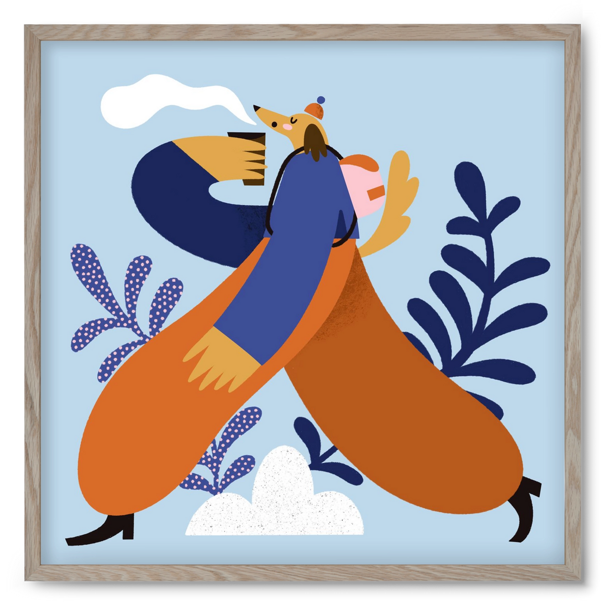 Doggo on Hike, 50x50 cm (50x50 cm), Tölgy keret