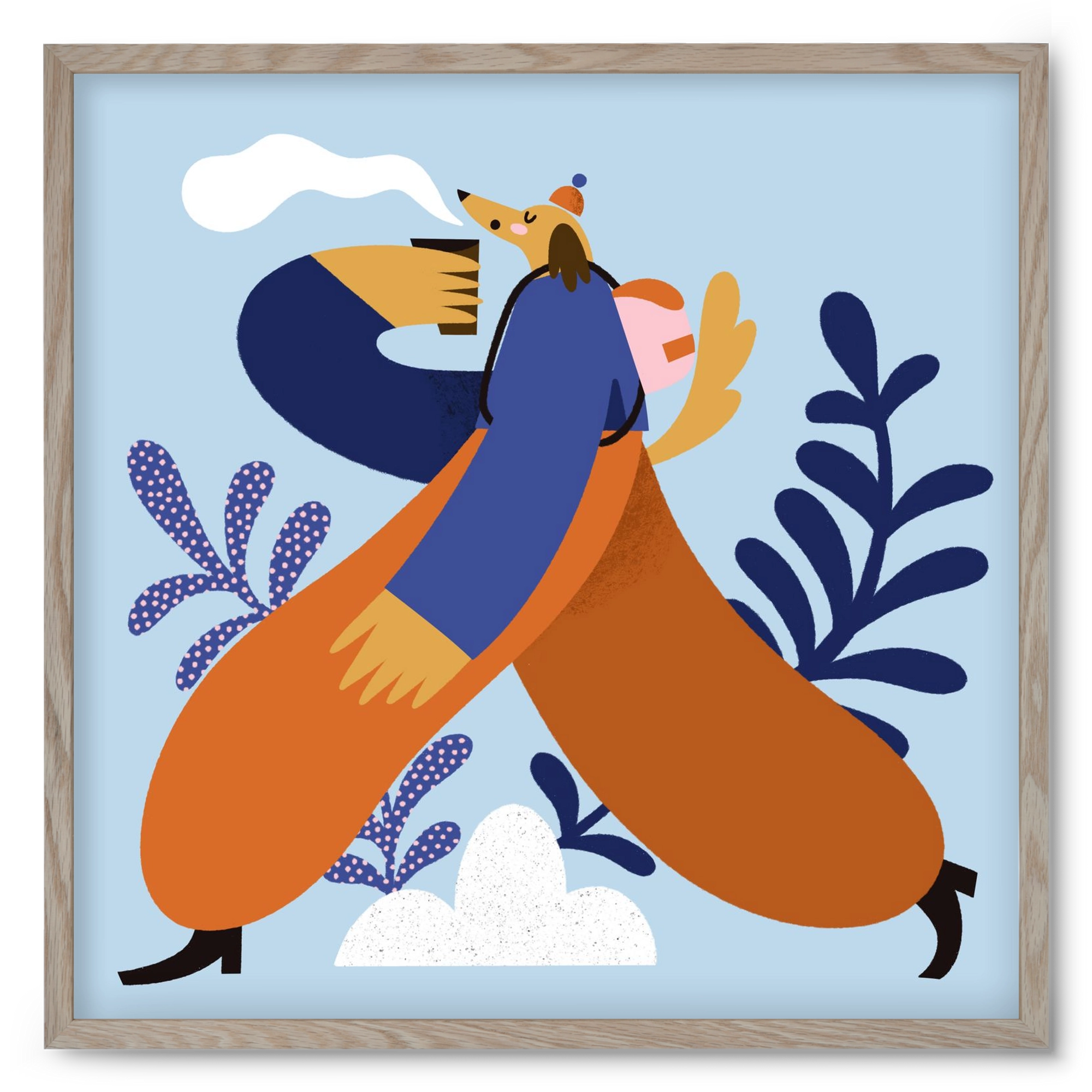 Doggo on Hike, 50x50 cm (50x50 cm), Tölgy keret