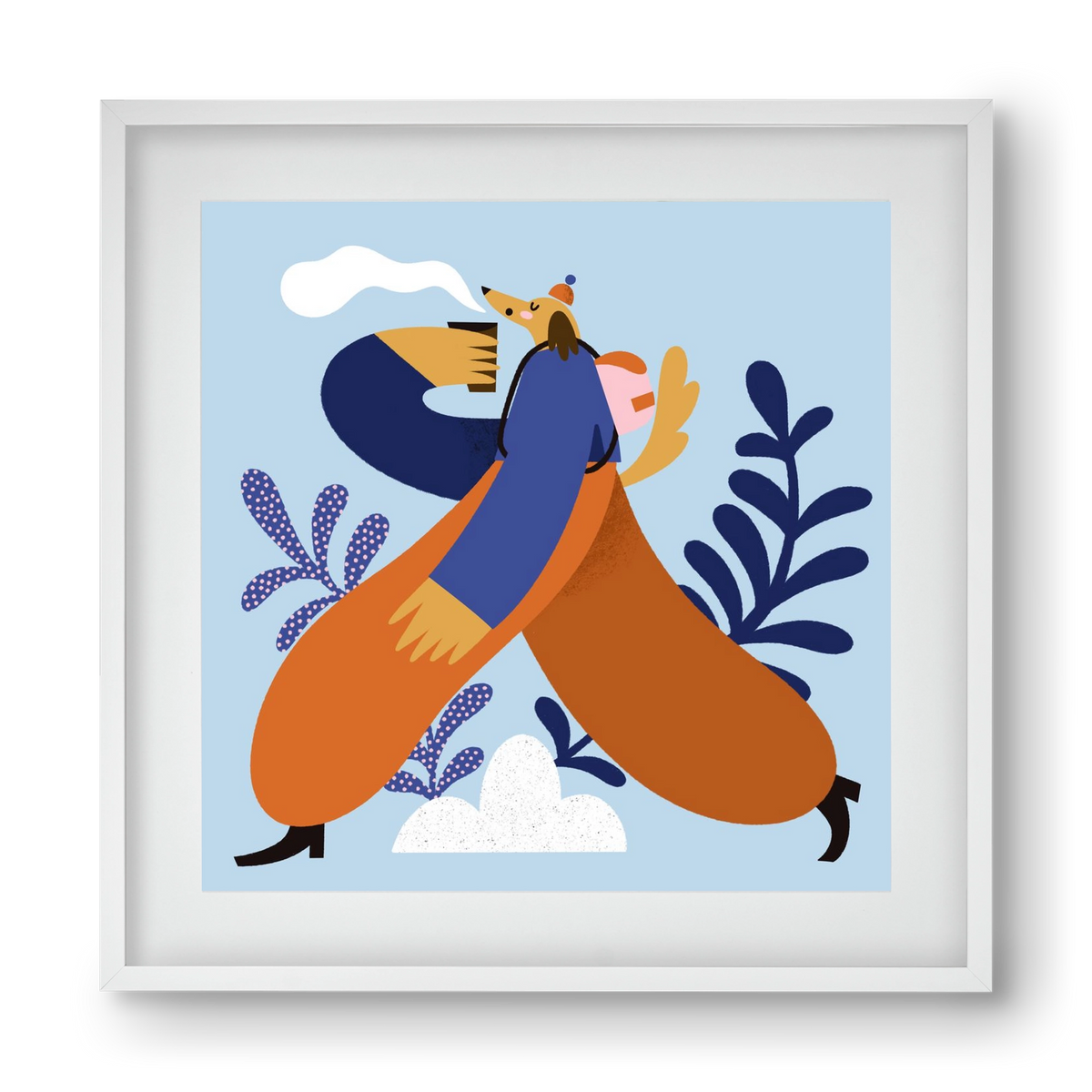 Doggo on Hike, 40x40 cm (30x30 cm), Fehér keret, paszpartuval