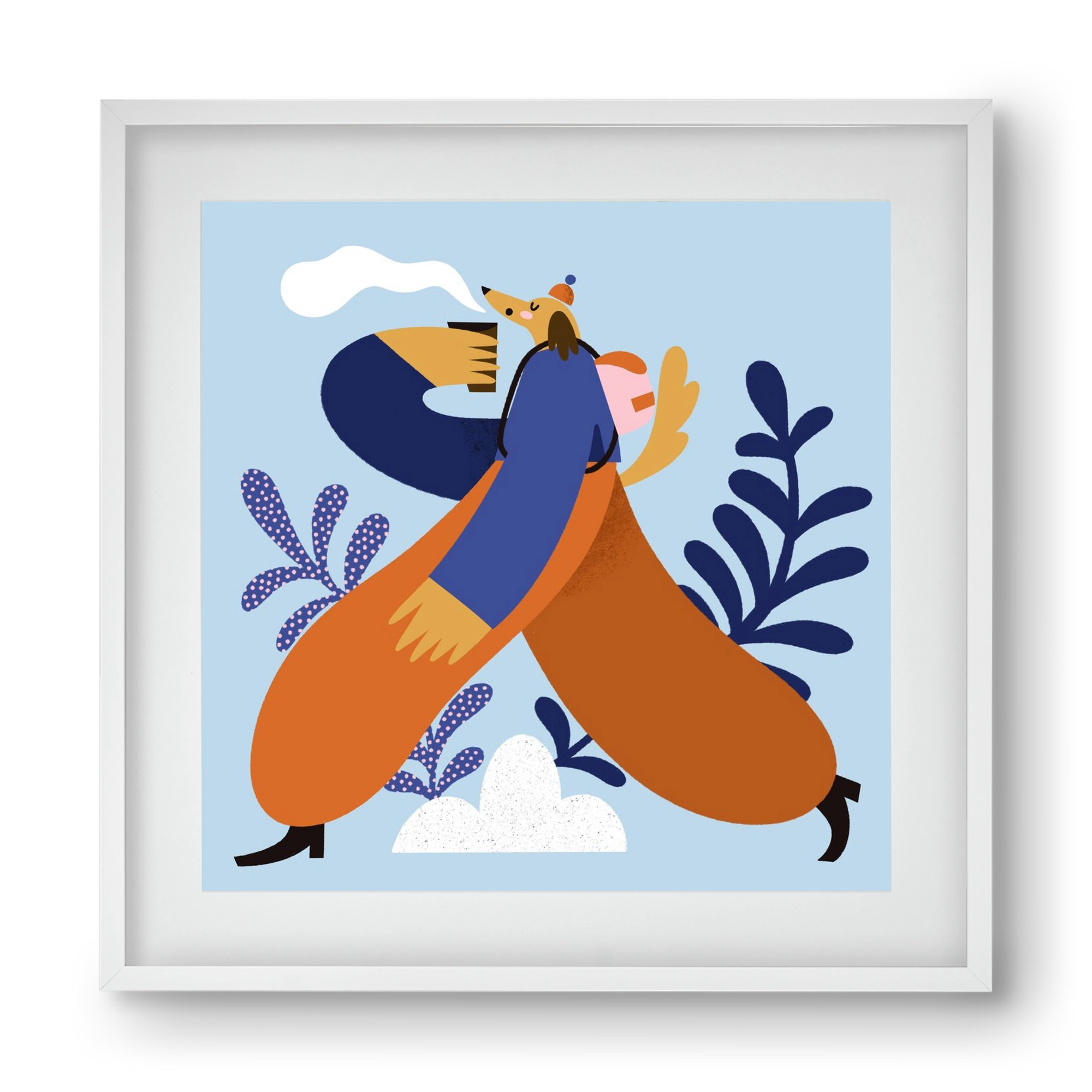 Doggo on Hike, 40x40 cm (30x30 cm), Fehér keret, paszpartuval