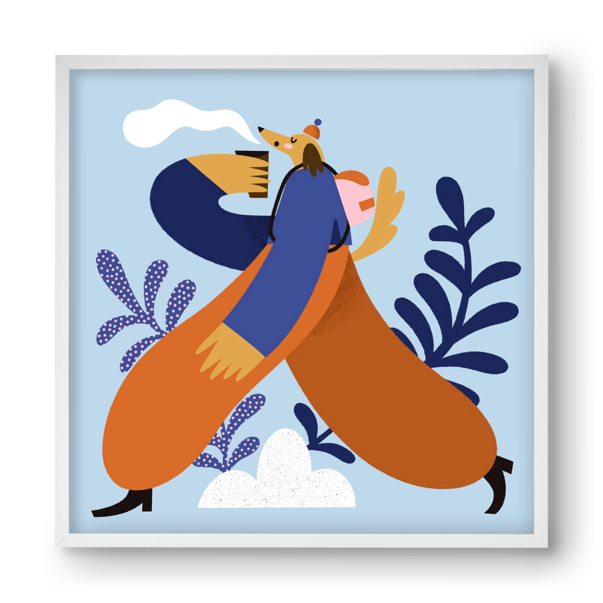 Doggo on Hike, 40x40 cm (40x40 cm), Fehér keret