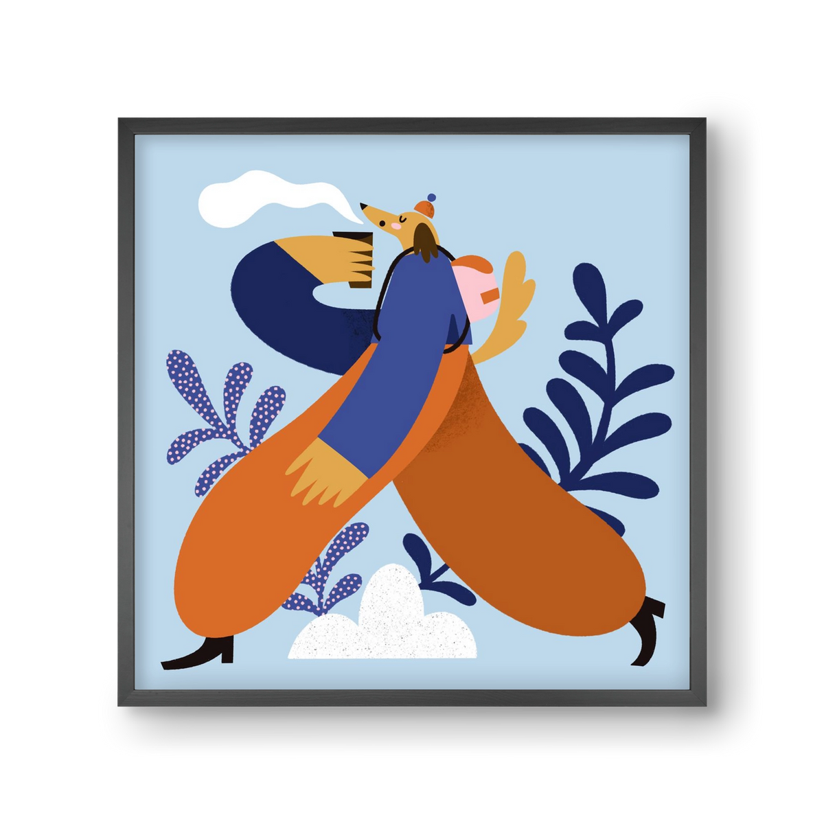 Doggo on Hike, 30x30 cm (30x30 cm), Fekete keret