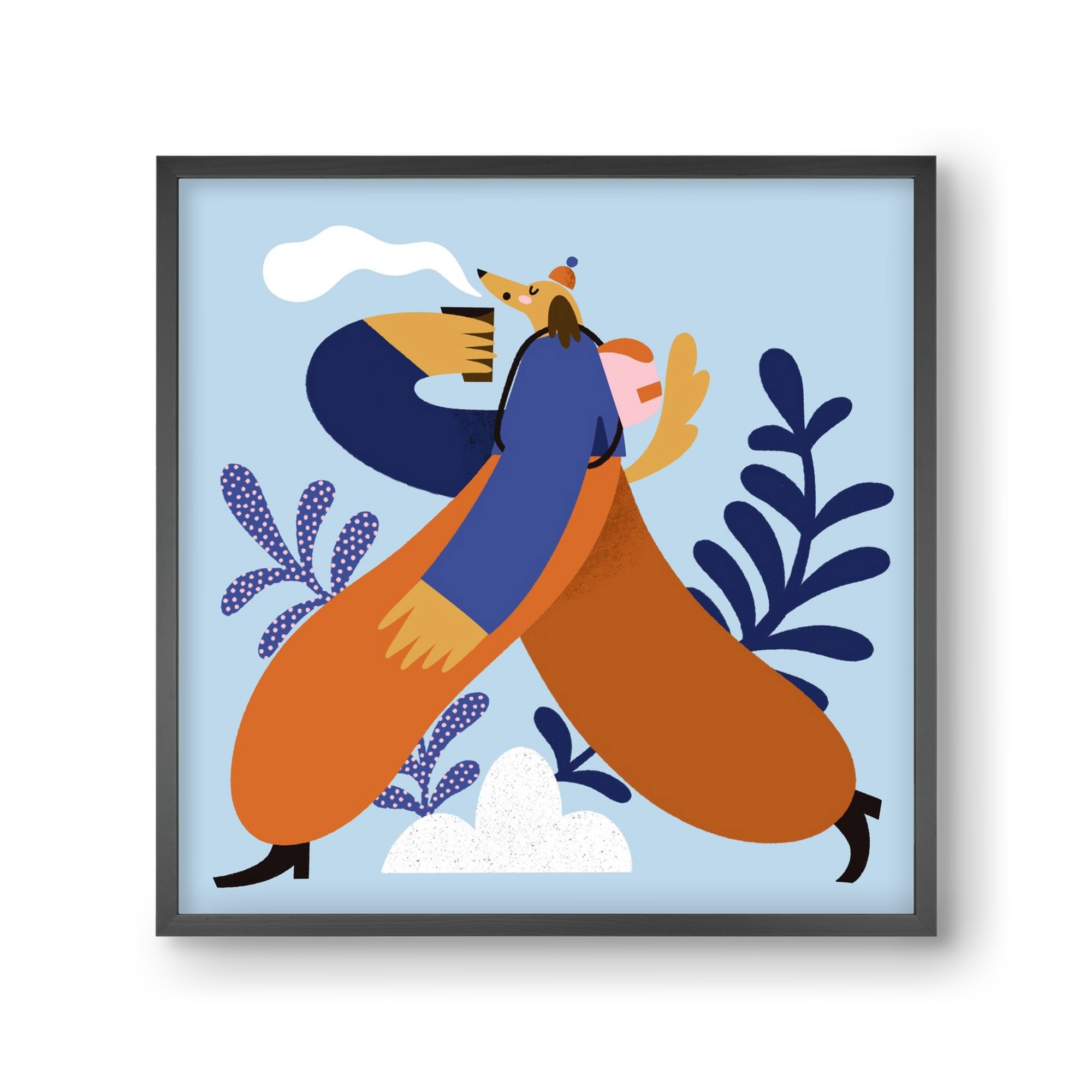 Doggo on Hike, 30x30 cm (30x30 cm), Fekete keret