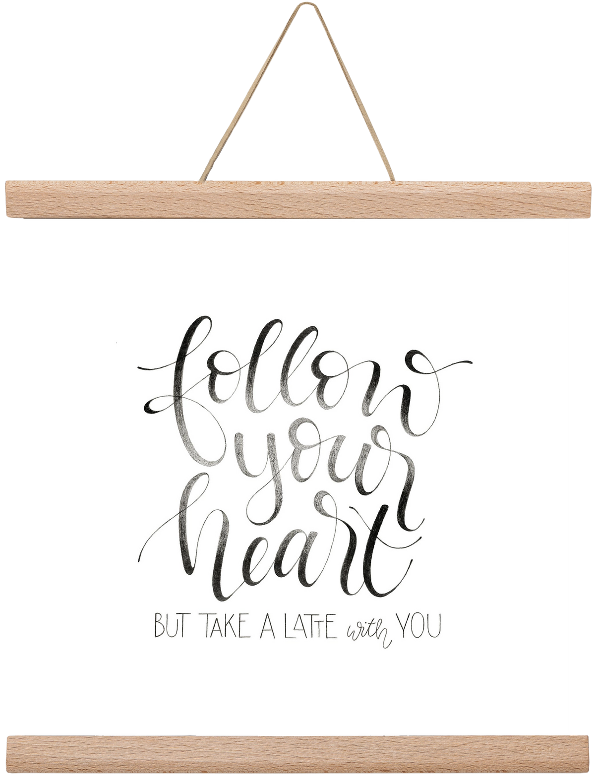 Follow your Heart, 30x30 cm (30x30 cm), Tölgy akasztó