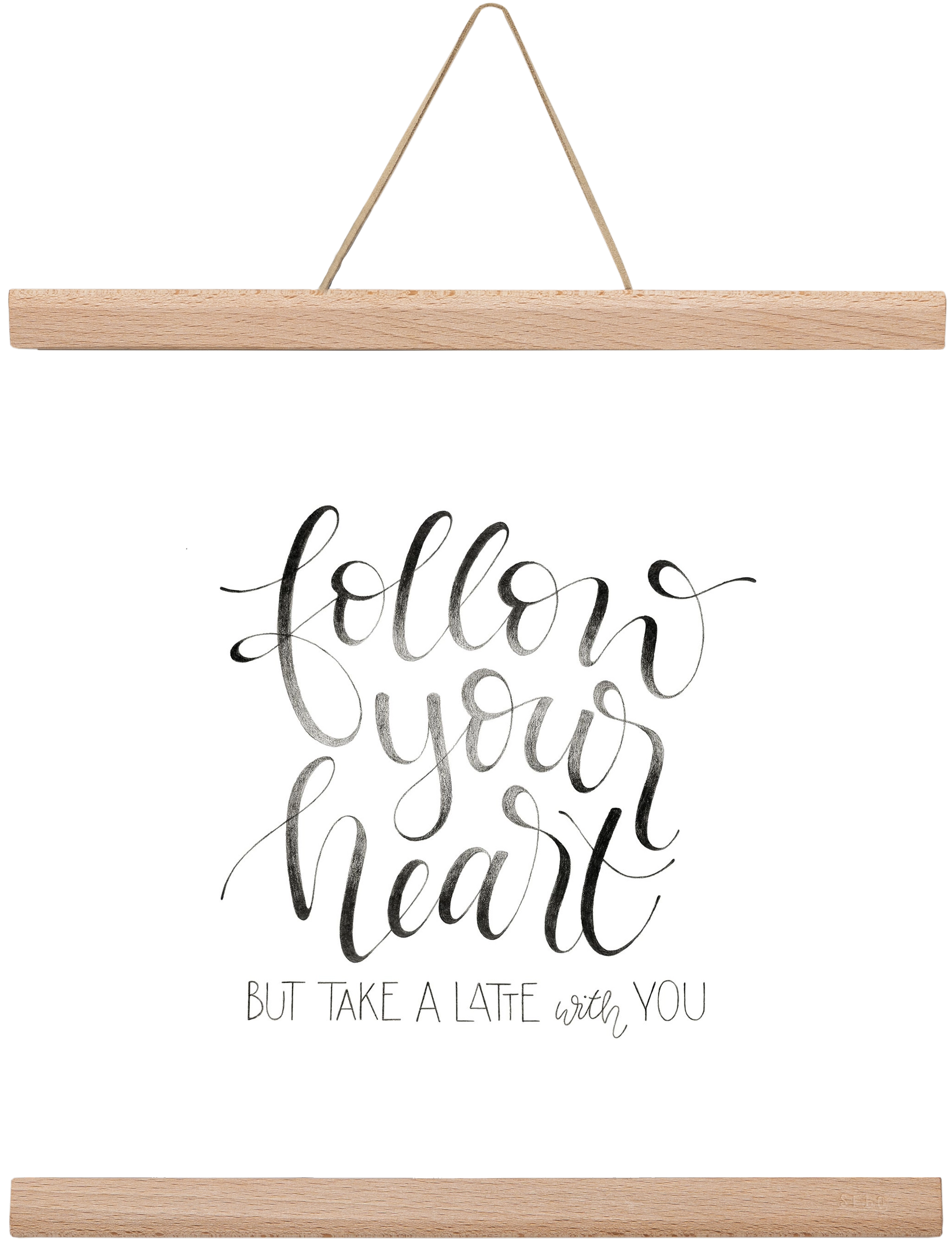 Follow your Heart, 30x30 cm (30x30 cm), Tölgy akasztó