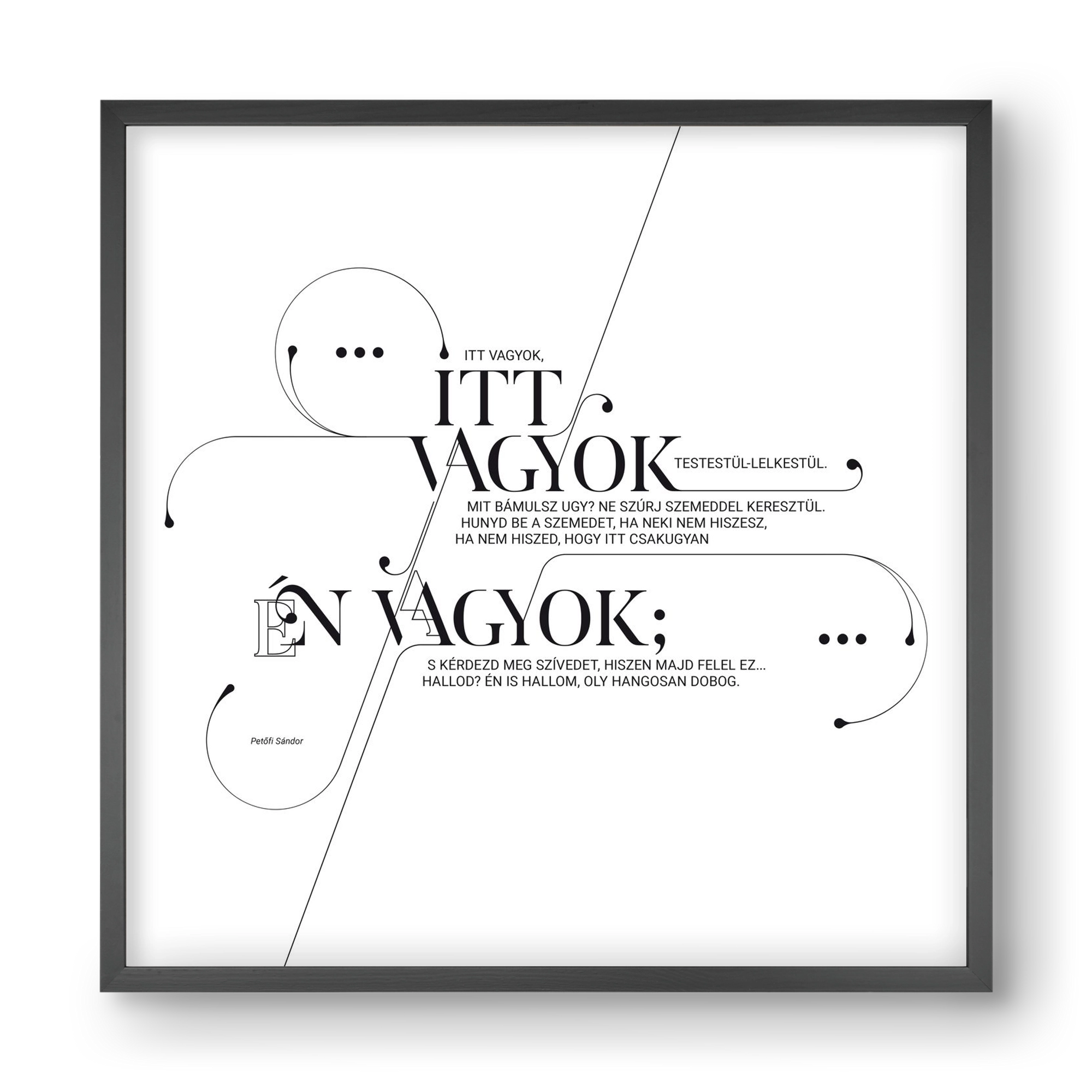 Itt vagyok, 40x40 cm (40x40 cm), Fekete keret