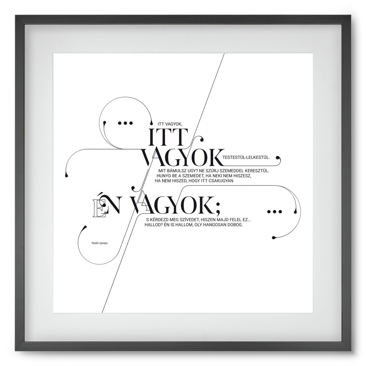 Itt vagyok, 50x50 cm (40x40 cm), Fekete keret, paszpartuval