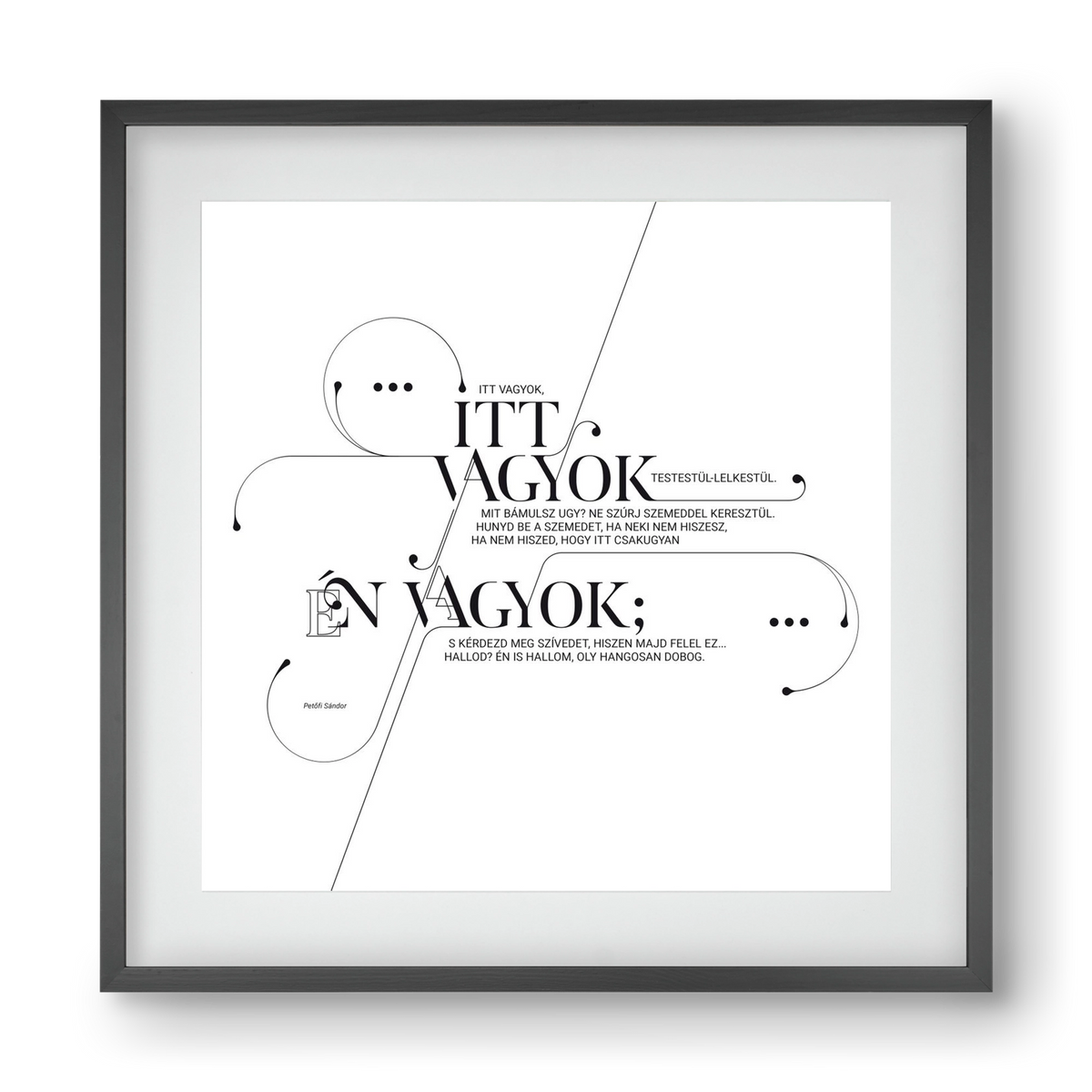 Itt vagyok, 40x40 cm (30x30 cm), Fekete keret, paszpartuval