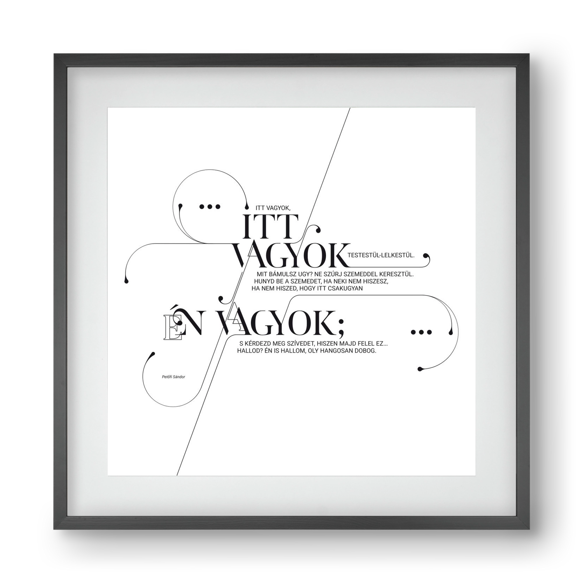 Itt vagyok, 40x40 cm (30x30 cm), Fekete keret, paszpartuval