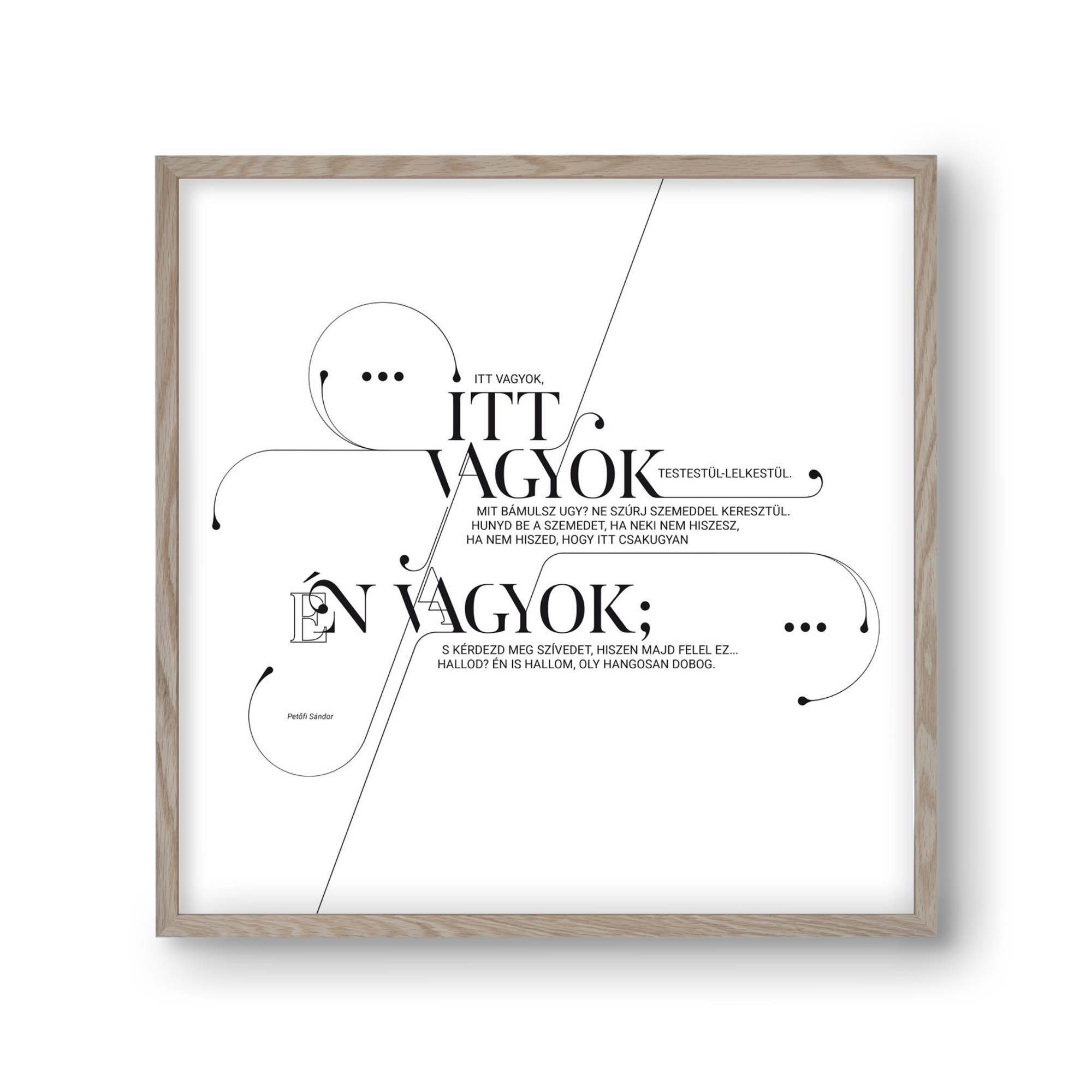 Itt vagyok, 30x30 cm (30x30 cm), Tölgy keret