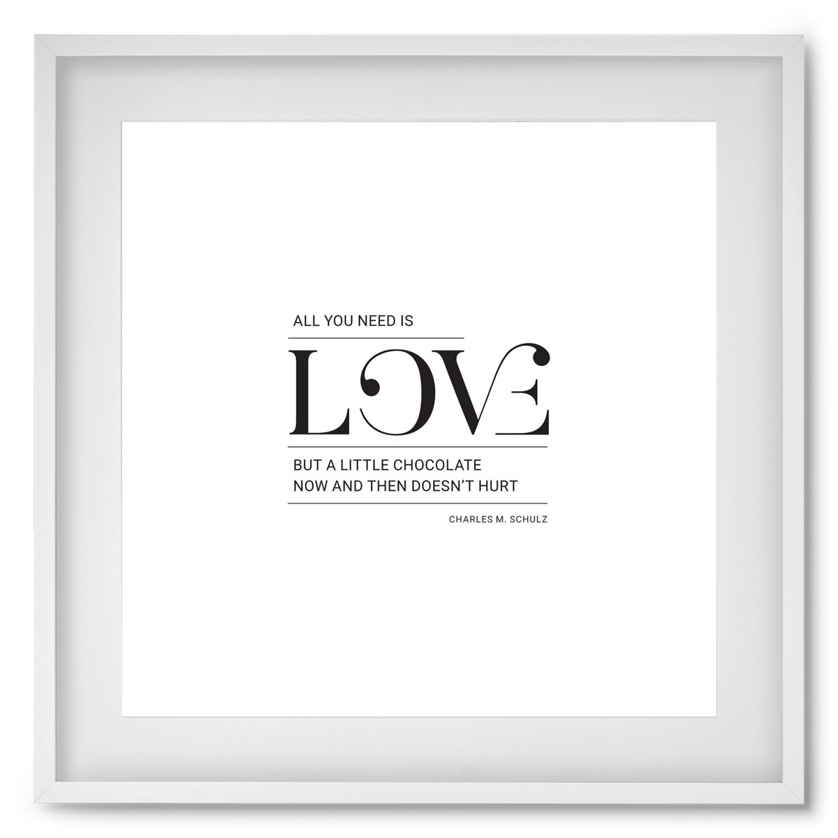 Love, 50x50 cm (40x40 cm), Fehér keret, paszpartuval