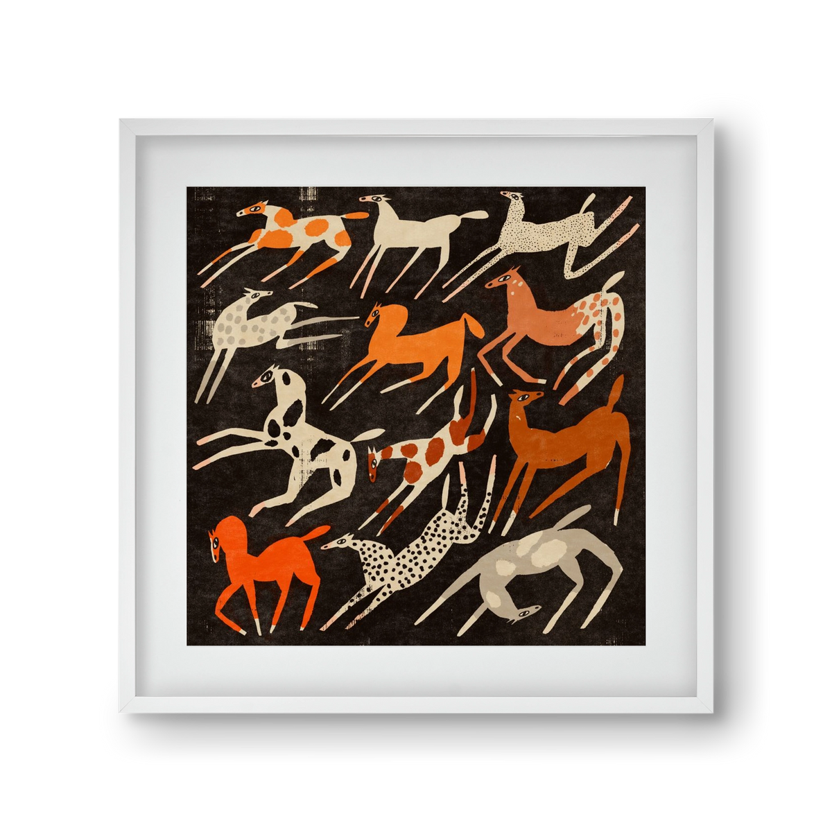 Mustang party, 30x30 cm (20x20 cm), Fehér keret, paszpartuval